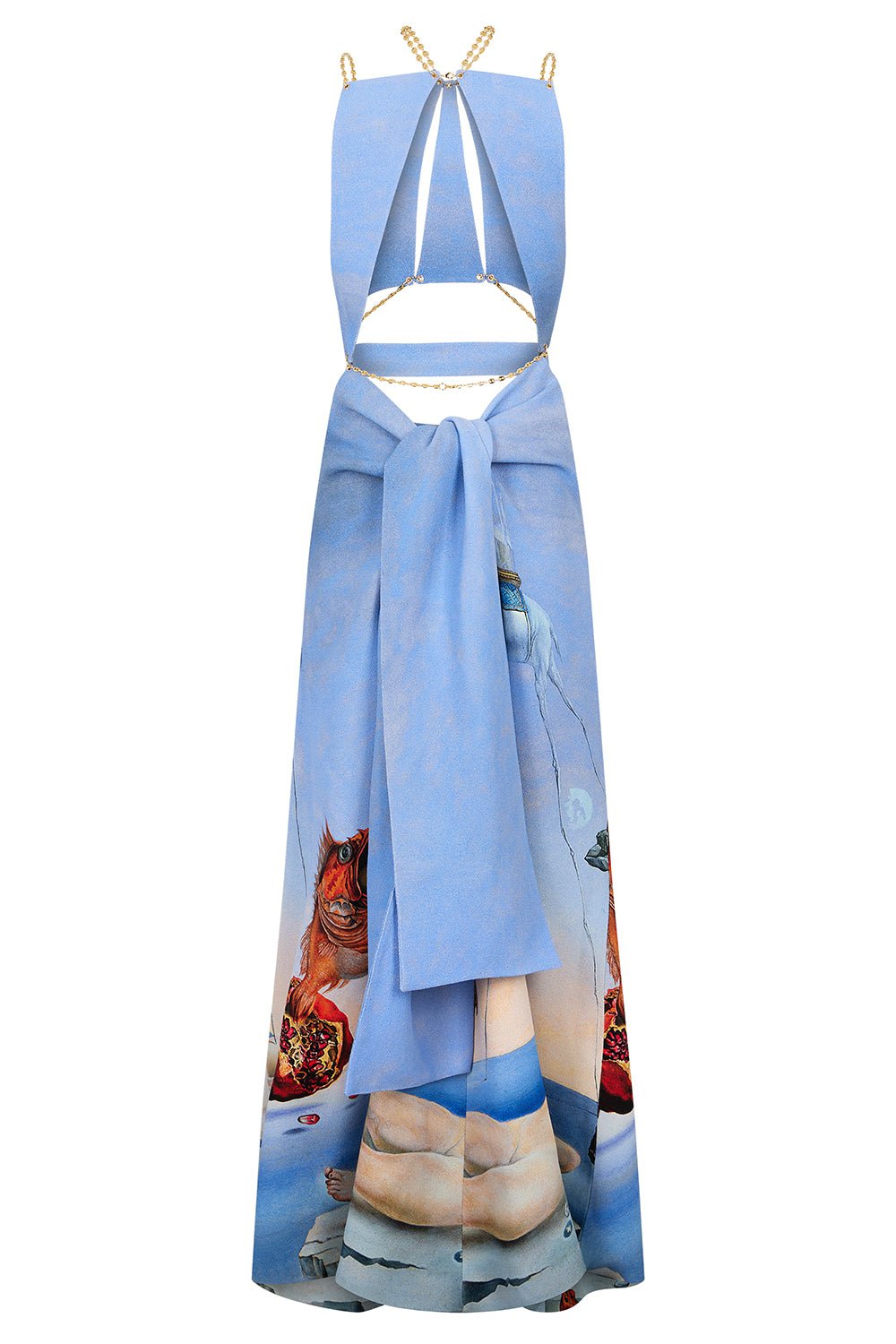 RABANNE-Cut Out Maxi Dress-BLU/TIGR