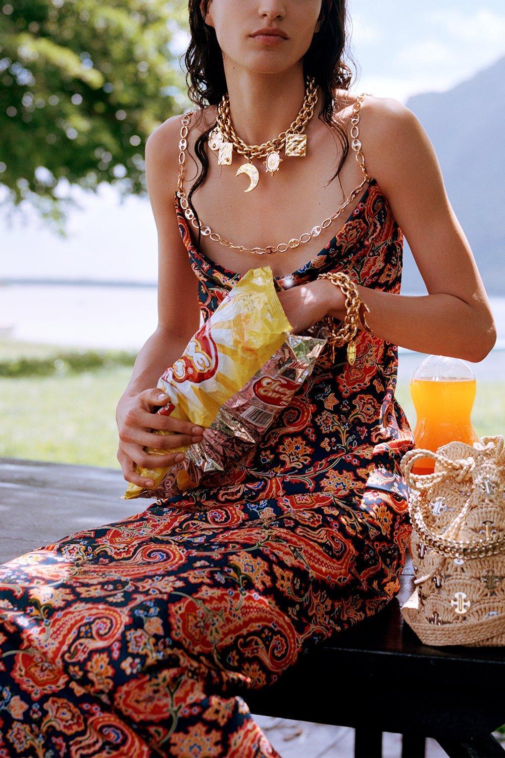 RABANNE-Scoop Neck Slip Dress-