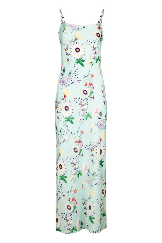 Floral Chain Detail Slip Dress-FLORAL-34-CLOTHINGDRESSCASUAL-RABANNE