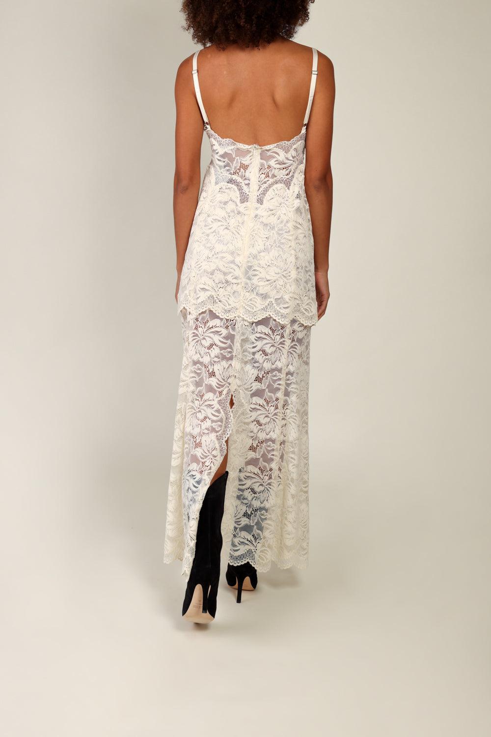 SLEEVELESS VNECK SLIP DRESS-IVORY-34-CLOTHINGDRESSCASUAL-Vendor