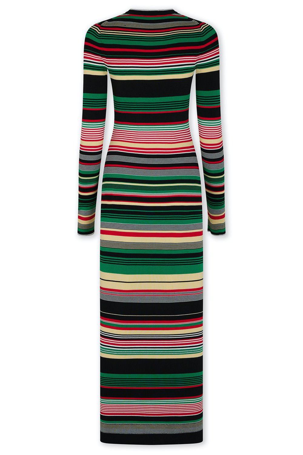 RABANNE-Long Sleeve Stripe Maxi Dress-