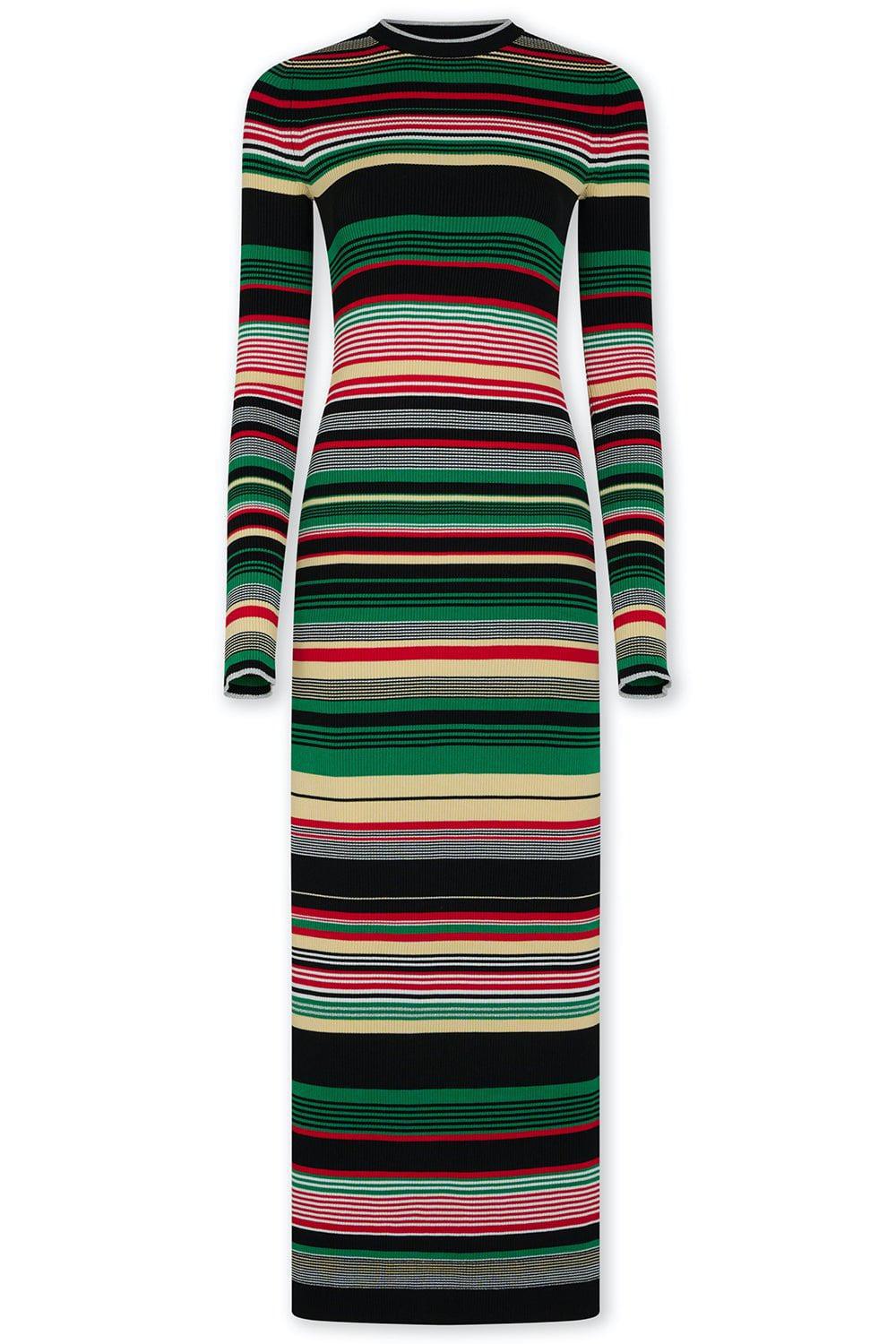 RABANNE-Long Sleeve Stripe Maxi Dress-