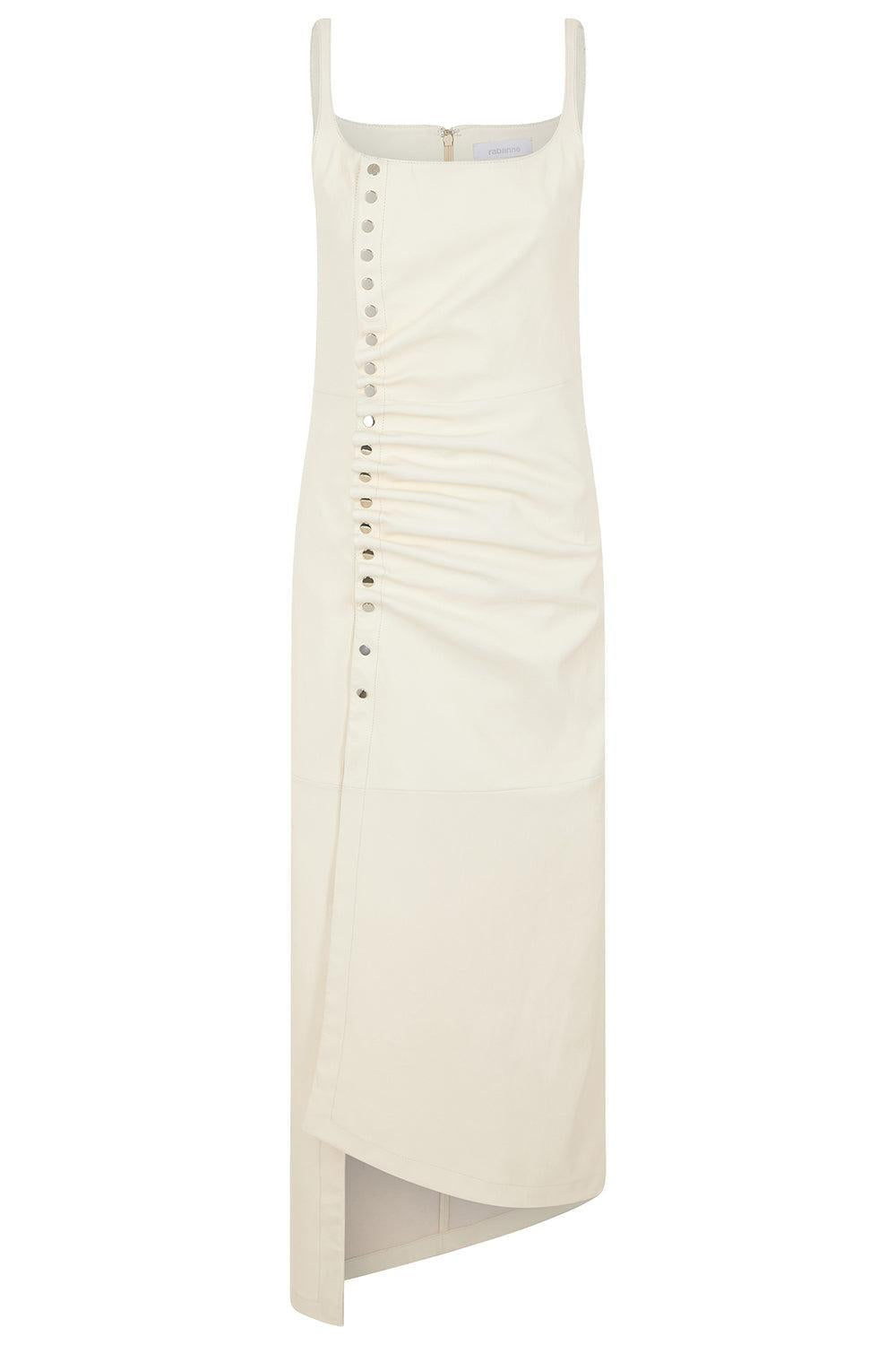 Sleeveless Button Front Ruched Dress