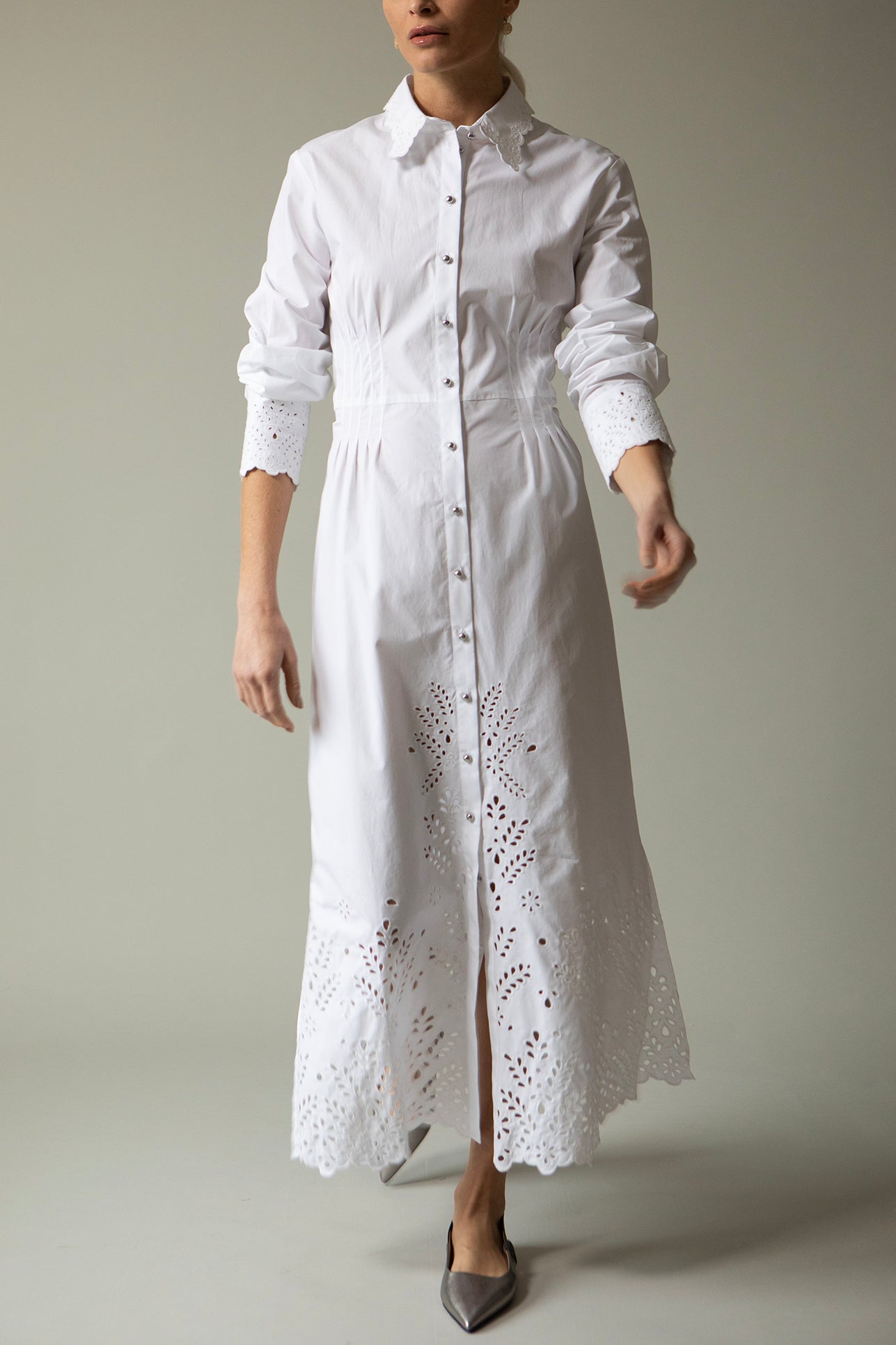 RABANNE-Button Front Midi Dress-