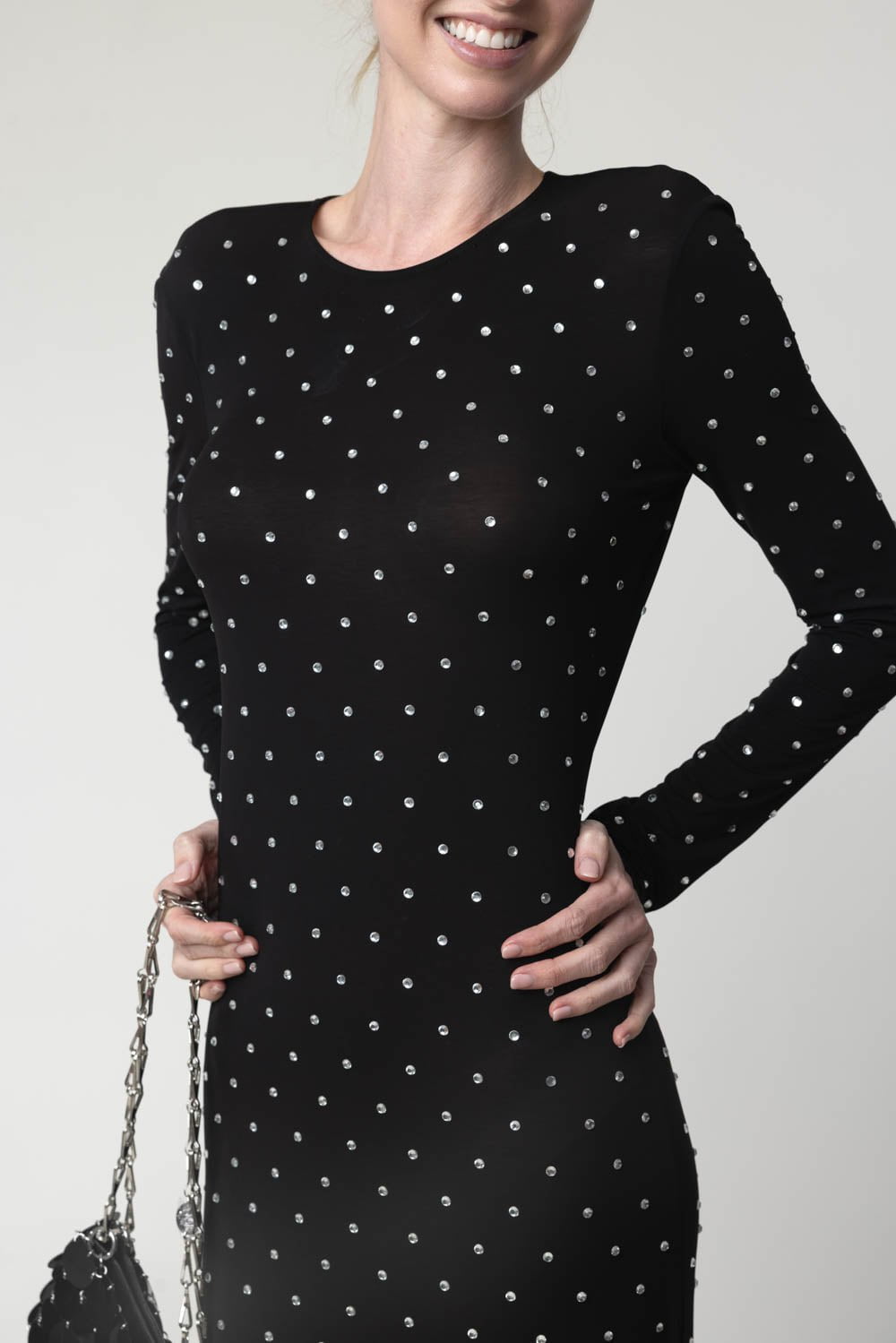 RABANNE-Crystal Embellished Long Dress-