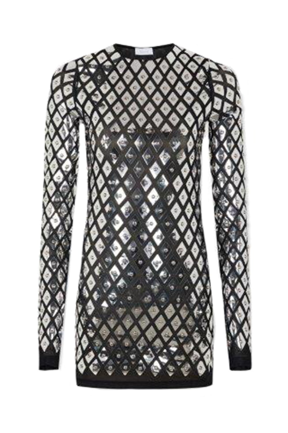RABANNE-Embellished Mini Dress-