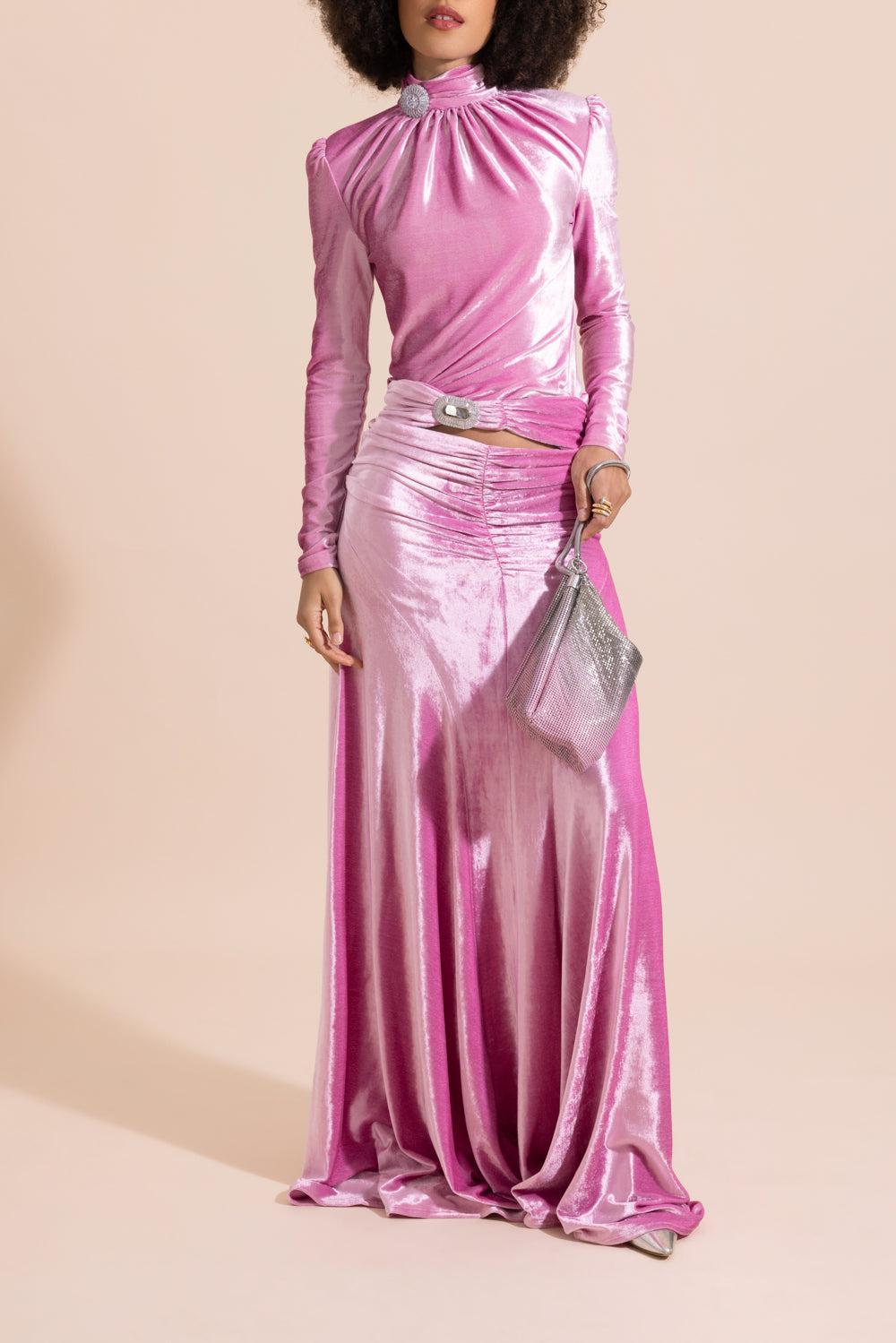 Embellished Cut Out Maxi Skirt