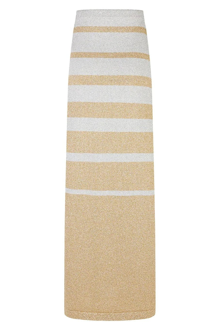 RABANNE-Striped Metallic Maxi Skirt-