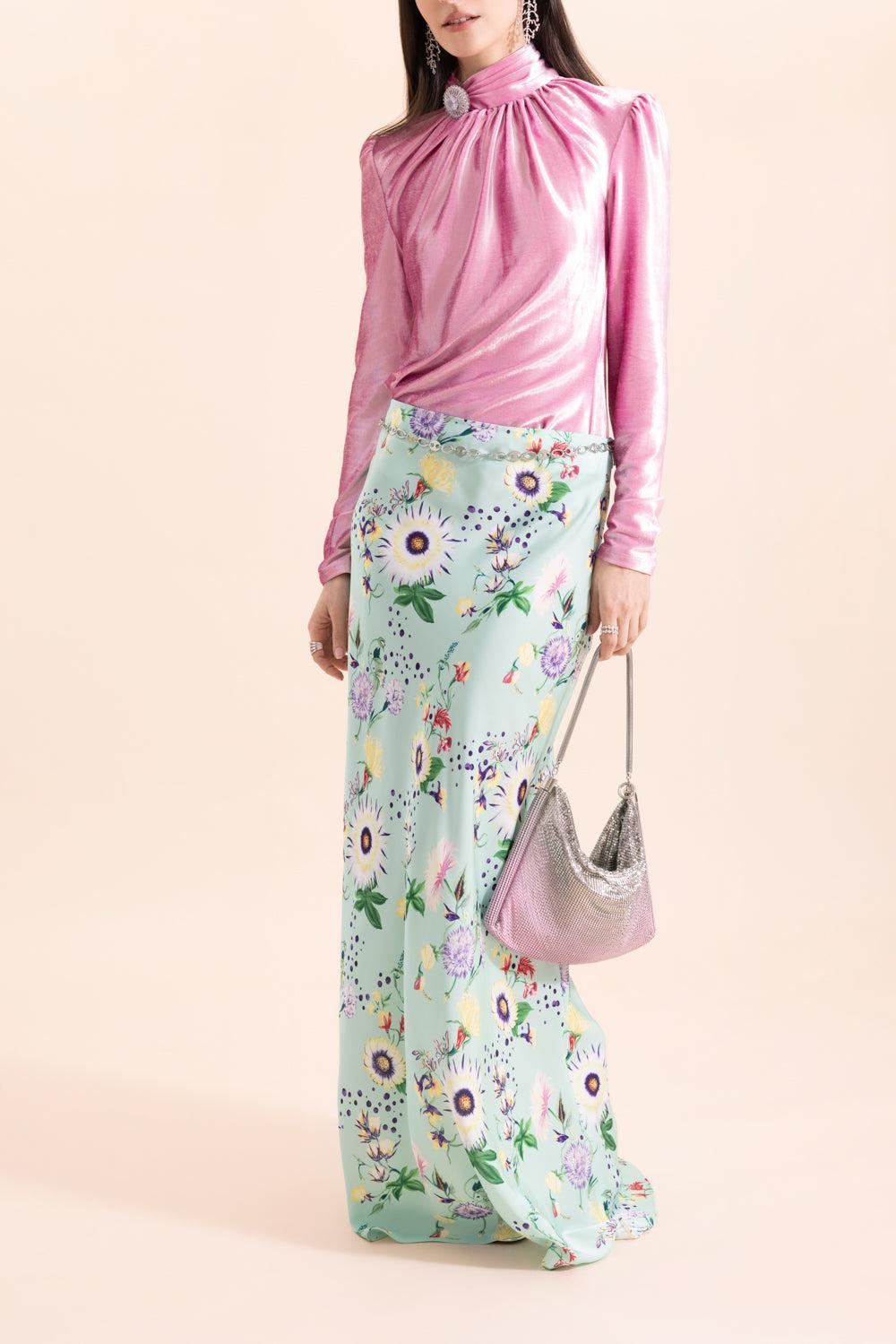 Satin Maxi Skirt-GRNPRORG-36-CLOTHINGSKIRTMAXI-RABANNE