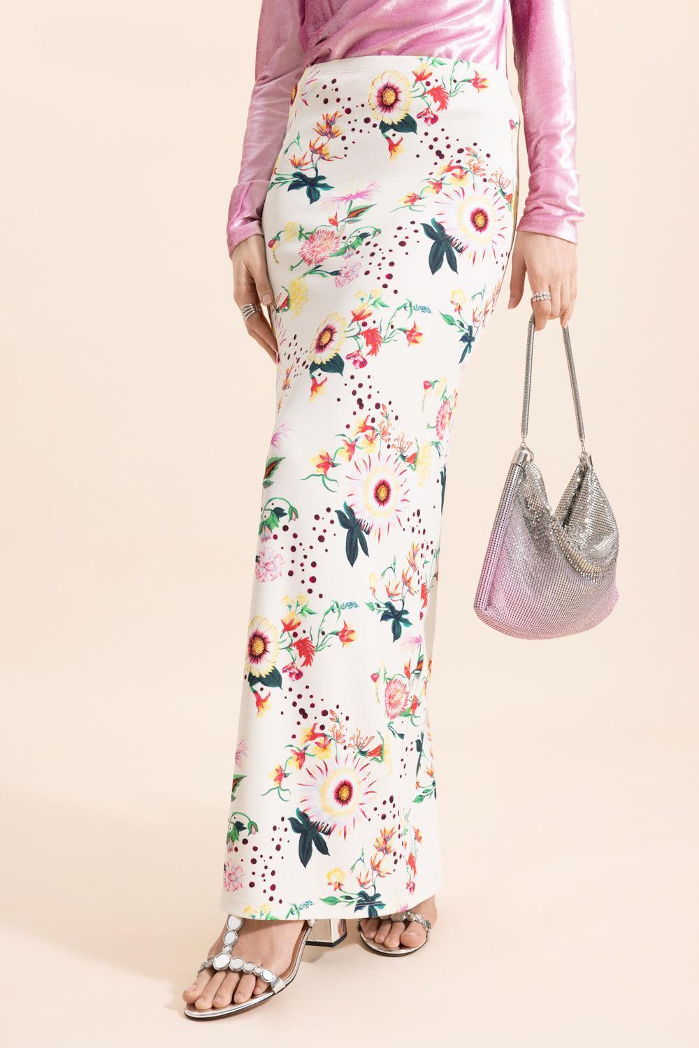 Floral Maxi Skirt-YLWRDBLU-34-CLOTHINGSKIRTMAXI-RABANNE
