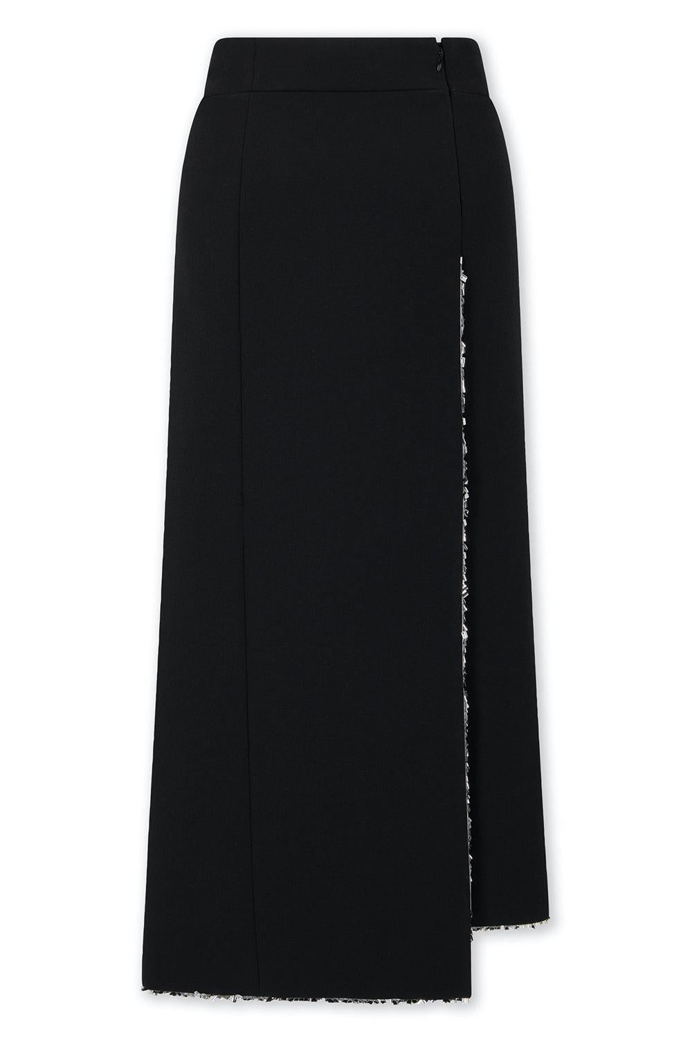 Shimmer Draped Midi Skirt-BLACK-36-CLOTHINGSKIRTMIDI-RABANNE