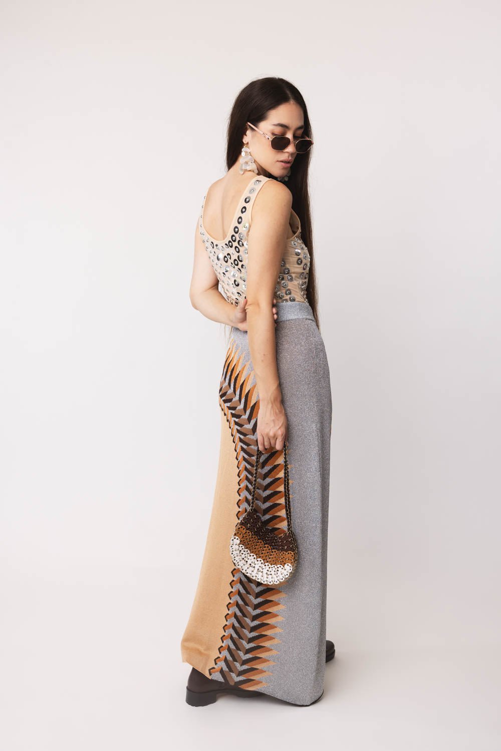 RABANNE-Long Front Slit Skirt-