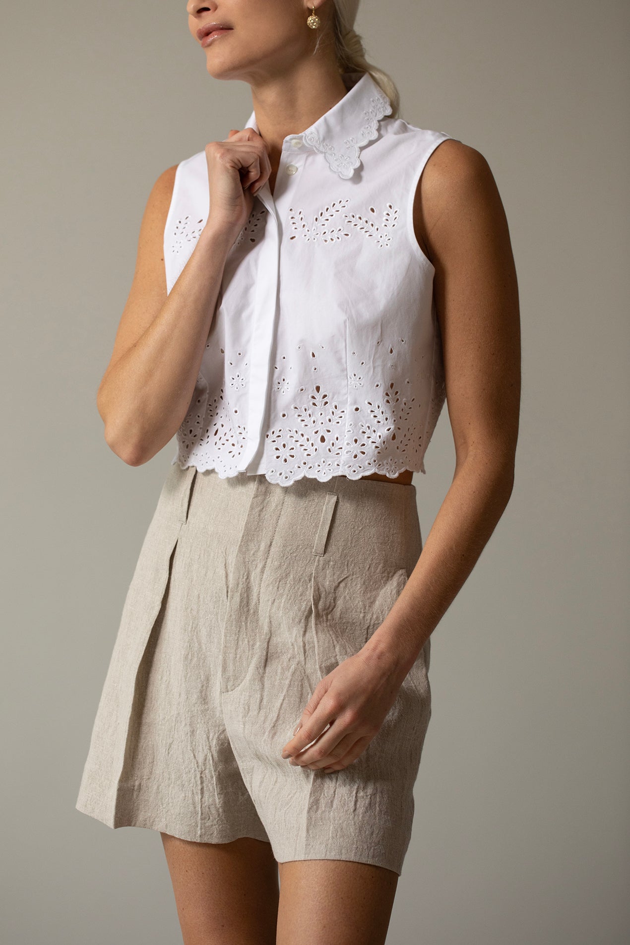 RABANNE-Sleeveless Crop Top-