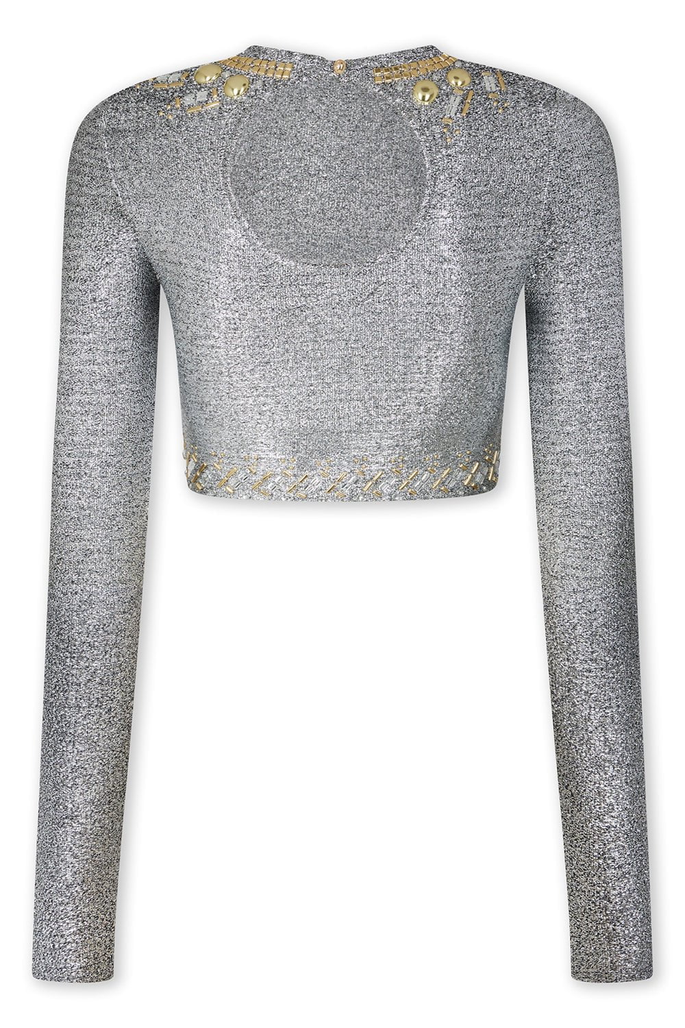 RABANNE-Long Sleeve Crop Top-