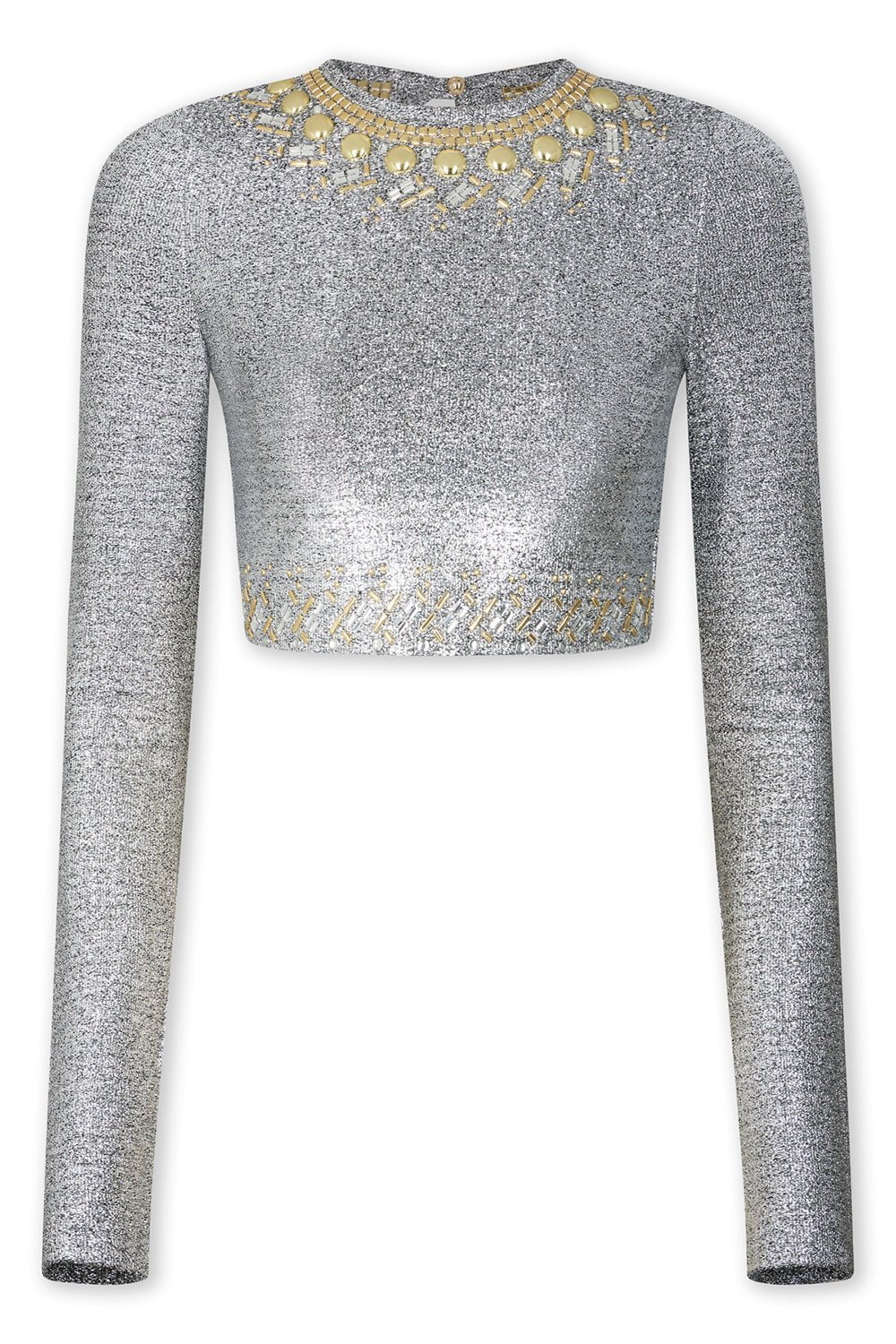 RABANNE-Long Sleeve Crop Top-