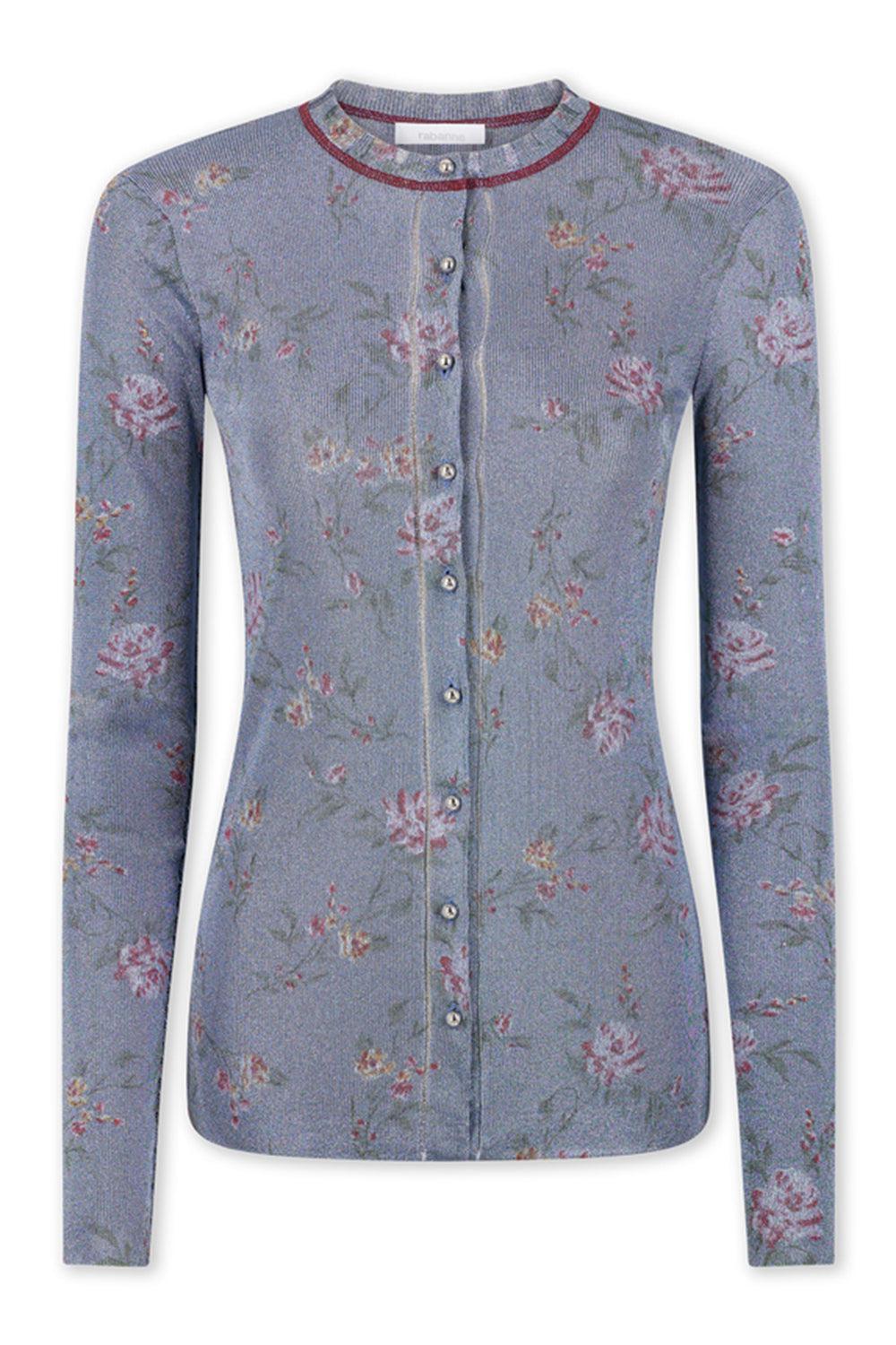 FLORAL CREWNECK CARDIGAN-LIGHT BLUE-XS-CLOTHINGTOPCARDIGAN-RABANNE