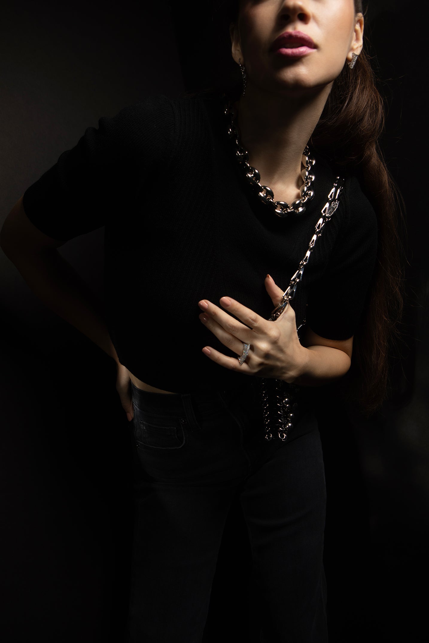 RABANNE-Embellished Knit Top-