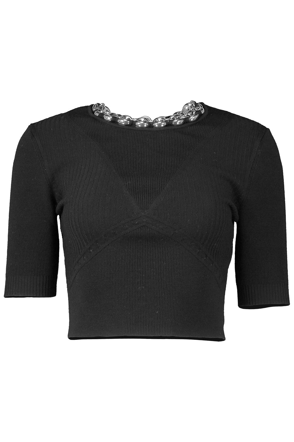 RABANNE-Embellished Knit Top-