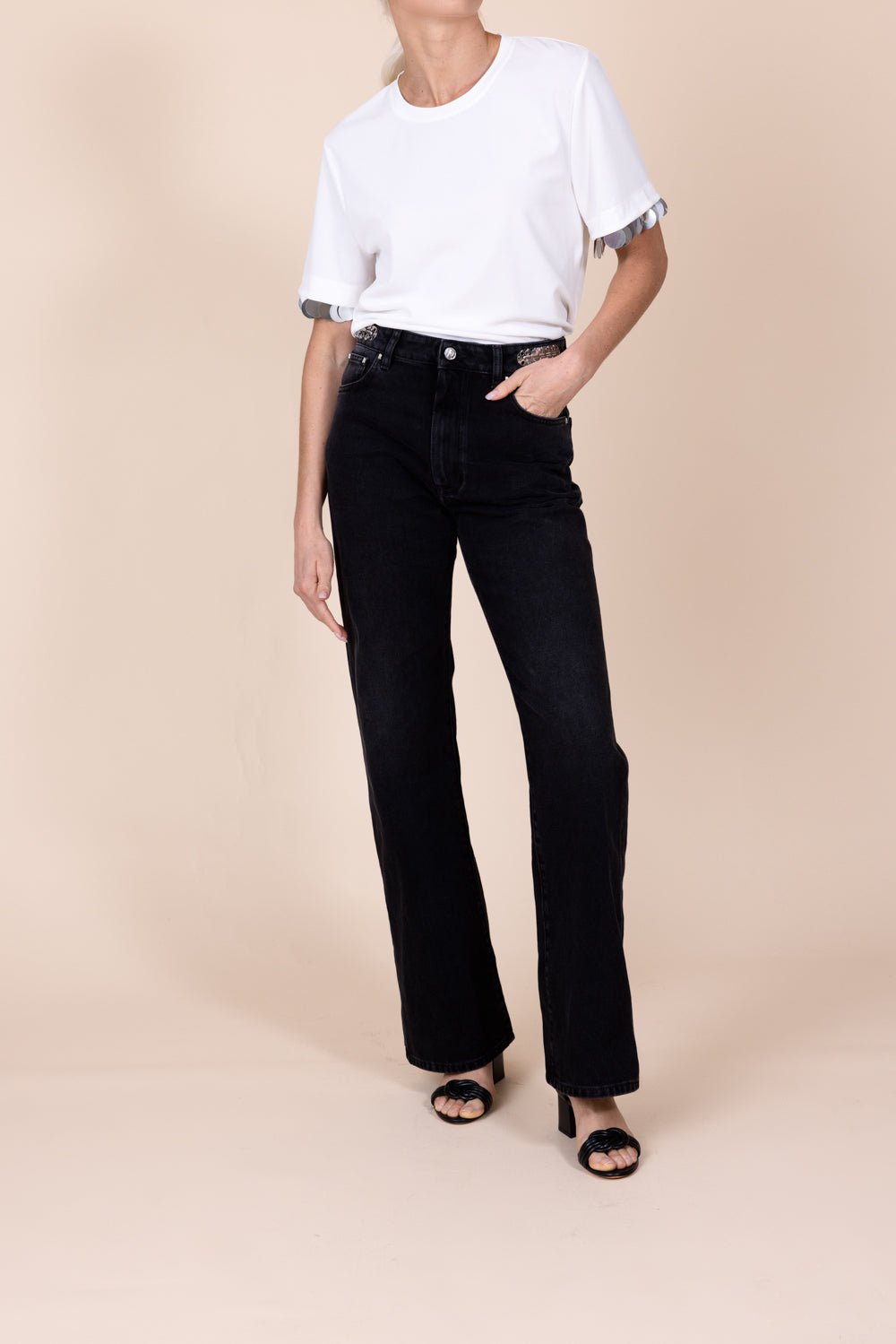 RABANNE-Mirror Effect Short Sleeve Tee-