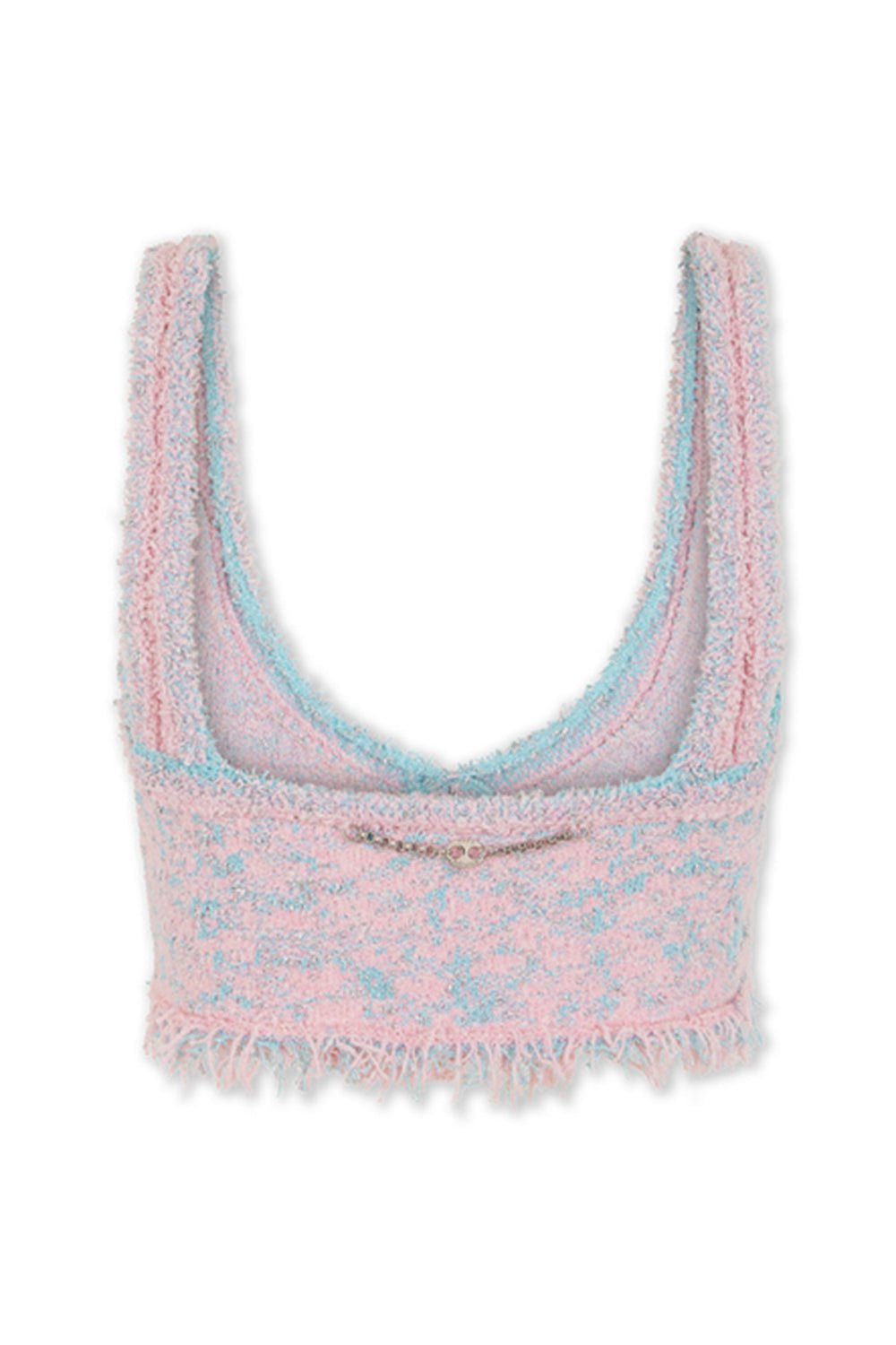 RABANNE-Fringed Metallic Crop Tank Top-