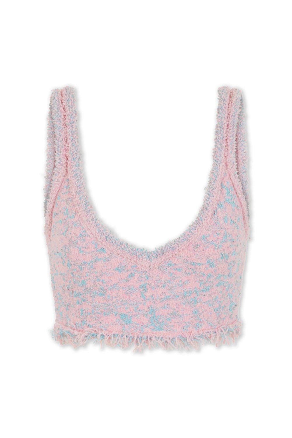 RABANNE-Fringed Metallic Crop Tank Top-