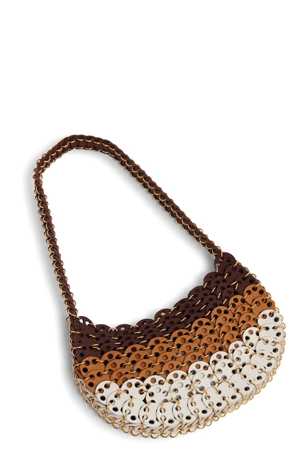RABANNE-1969 Moon Bag-BROWN/OFF WHITE/LIGHT