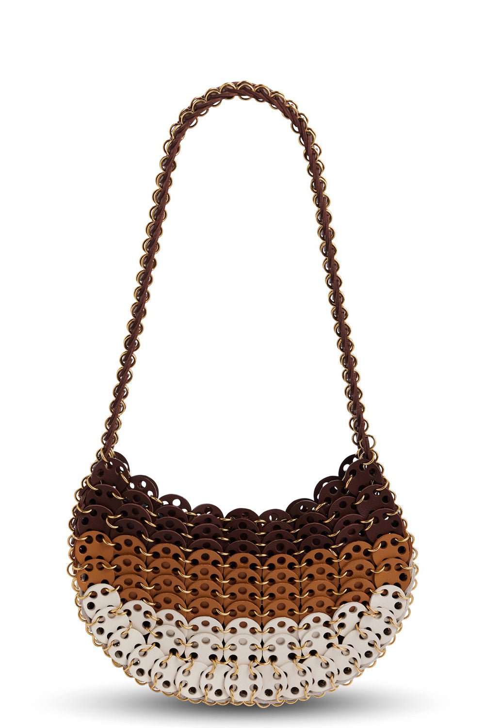 RABANNE-1969 Moon Bag-BROWN/OFF WHITE/LIGHT