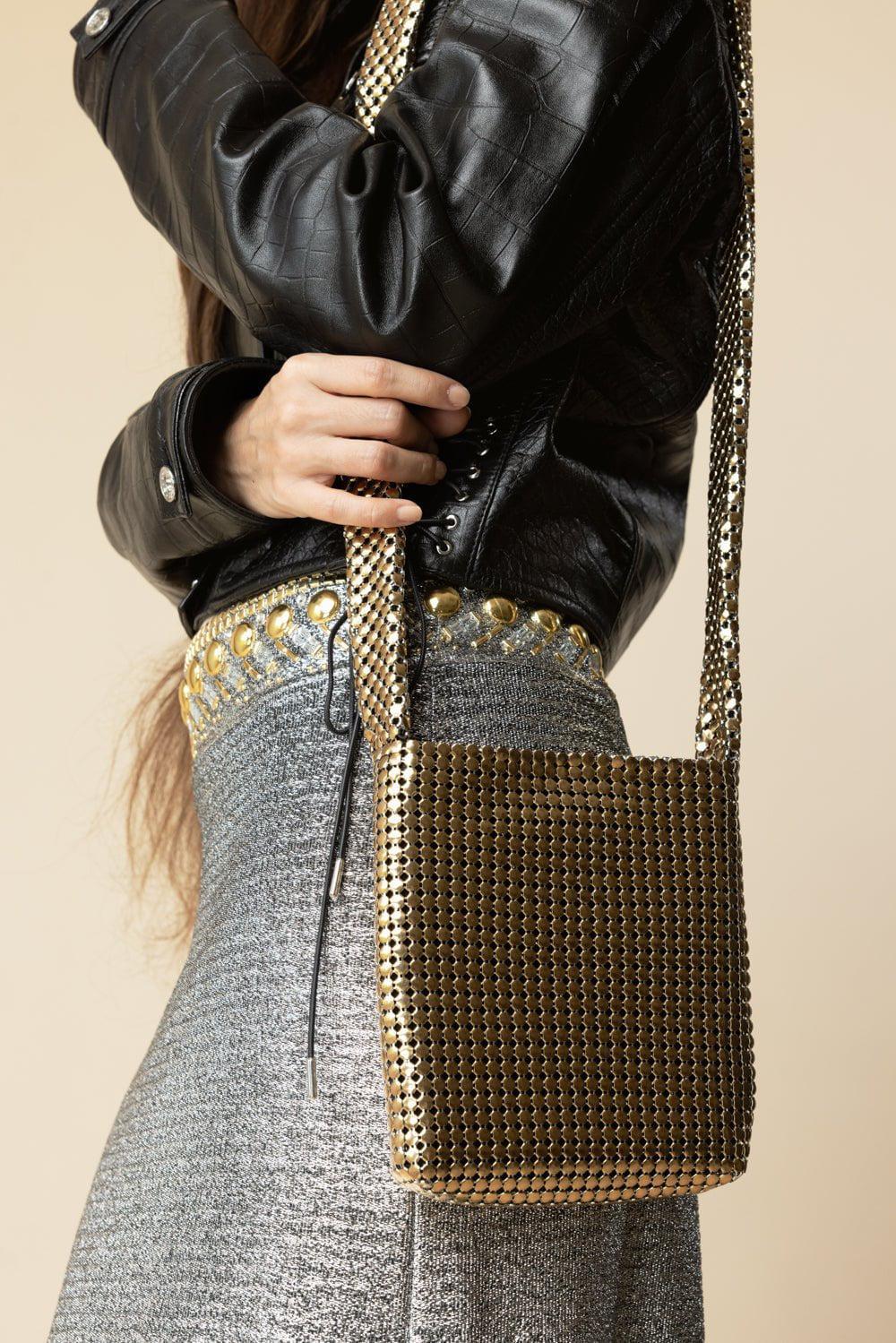 RABANNE-Mini Pixel Bag - Gold-GOLD