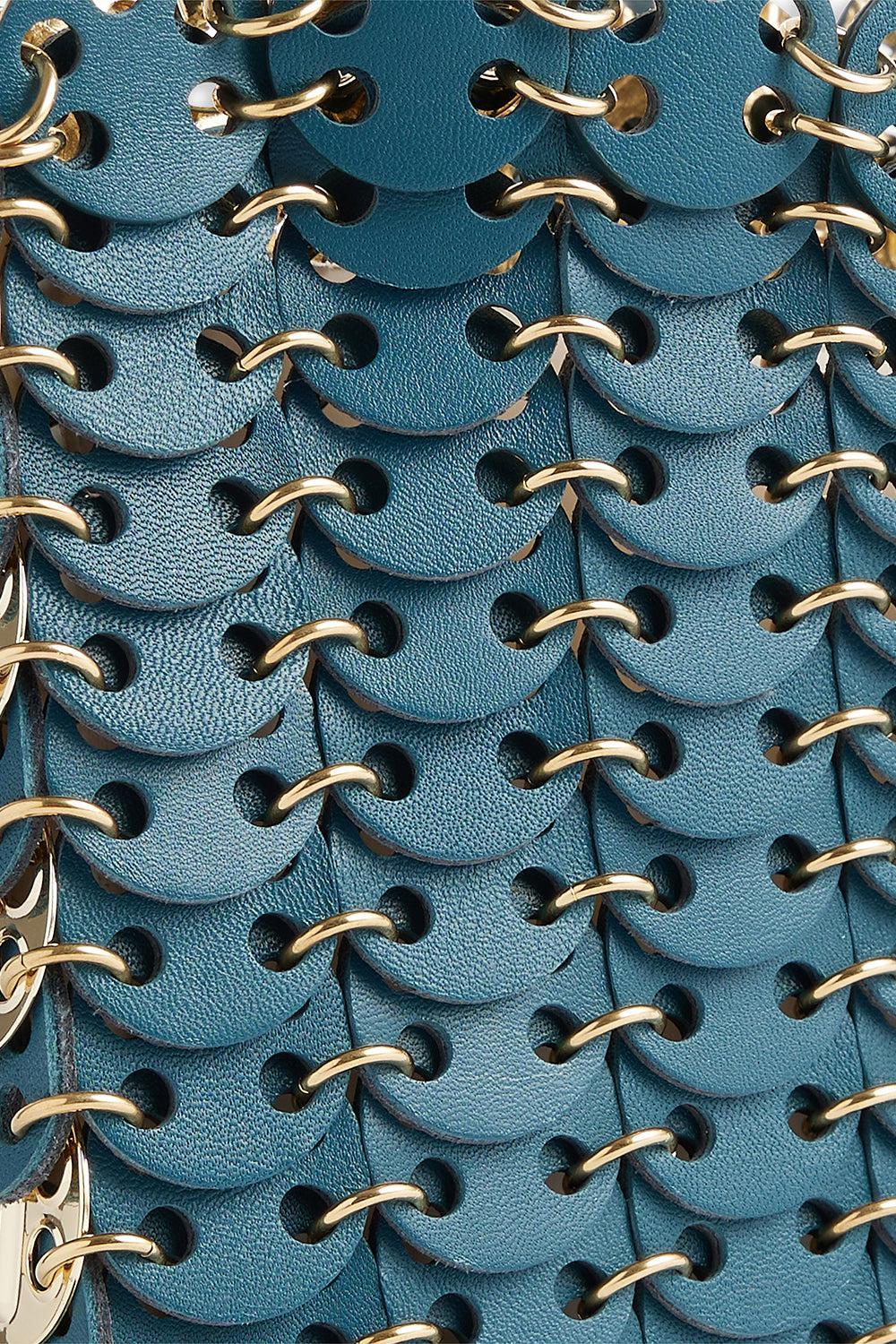 Leather Linked Shoulder Bag-GRN/GLD-HANDBAGSHOULDER-RABANNE