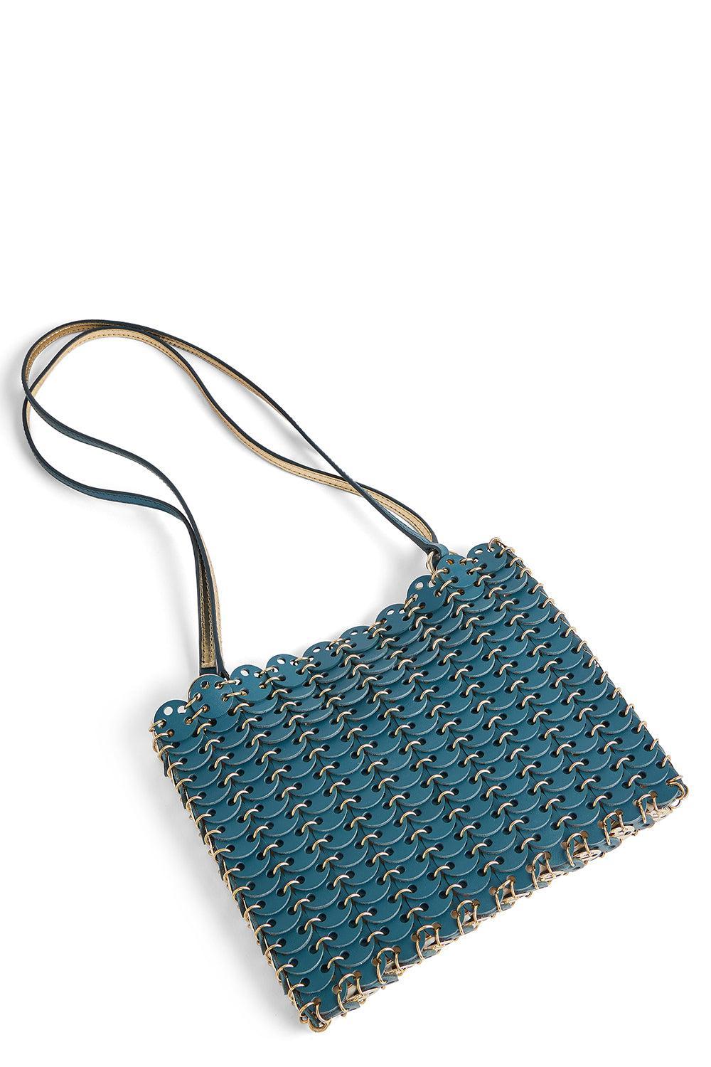 Leather Linked Shoulder Bag-GRN/GLD-HANDBAGSHOULDER-RABANNE