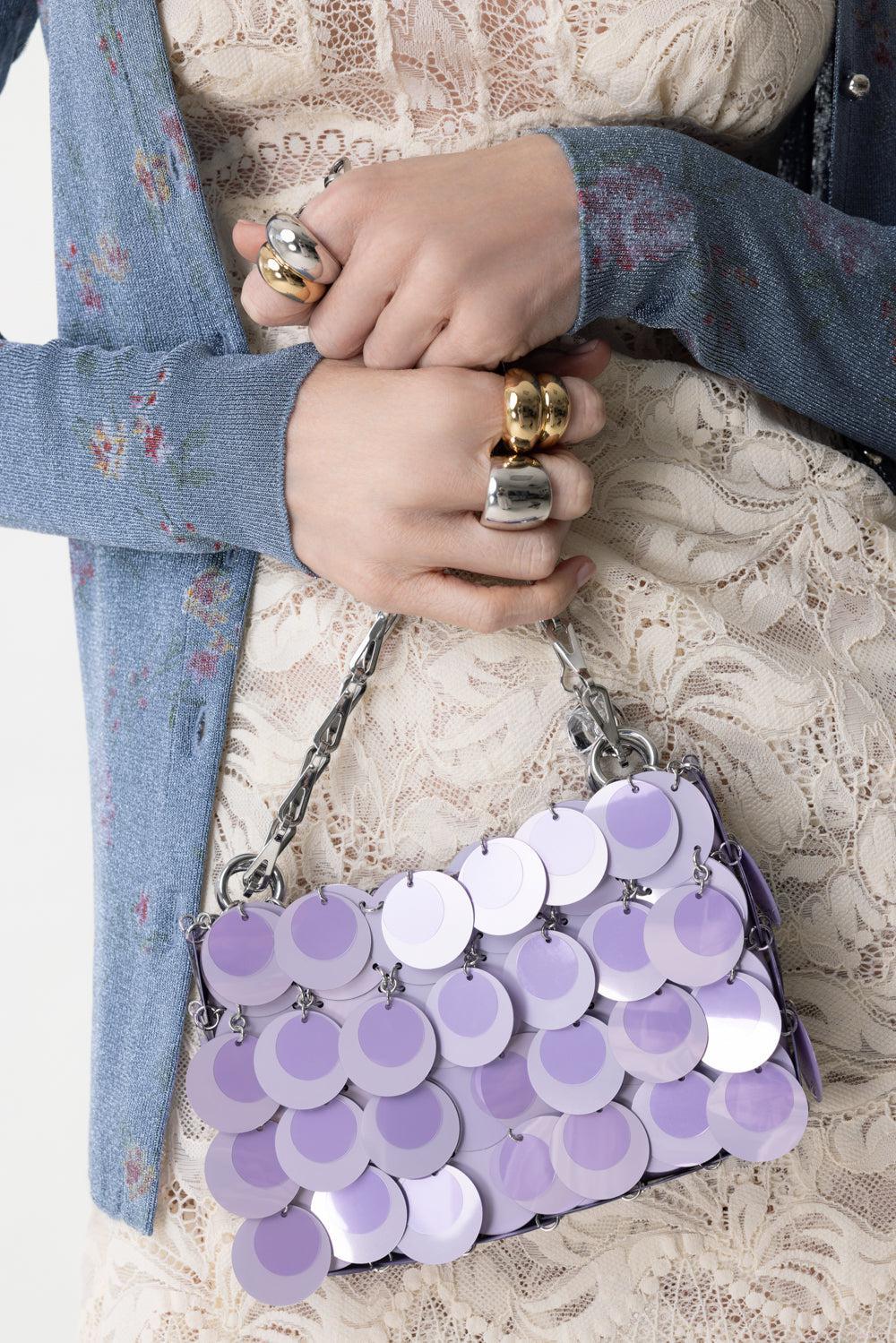DISC SPARKLE HANDBAG - LILAC-LILACSIL-O/S-HANDBAGSHOULDER-RABANNE