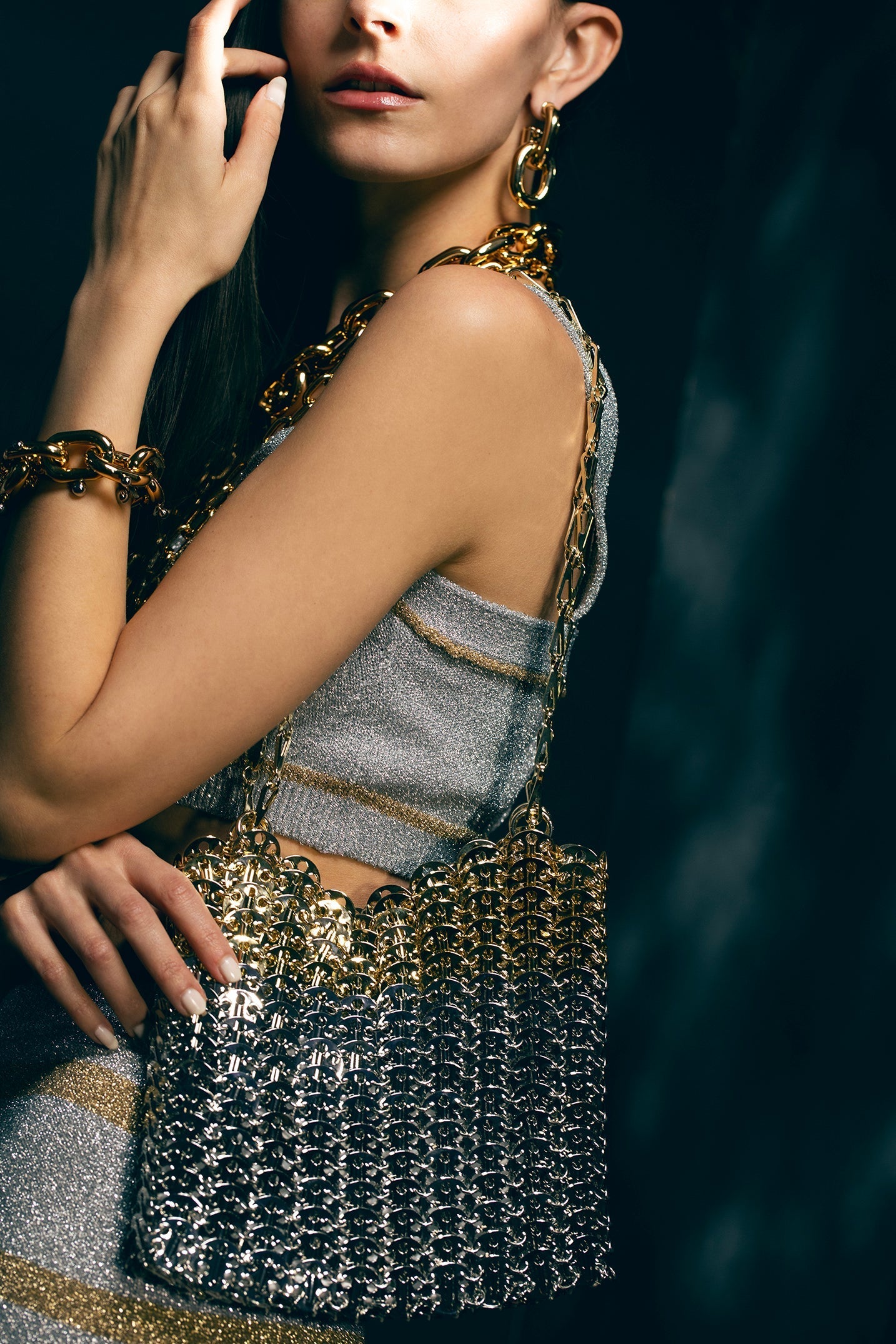 RABANNE-1969 Skyline Handbag-SLV/GLD