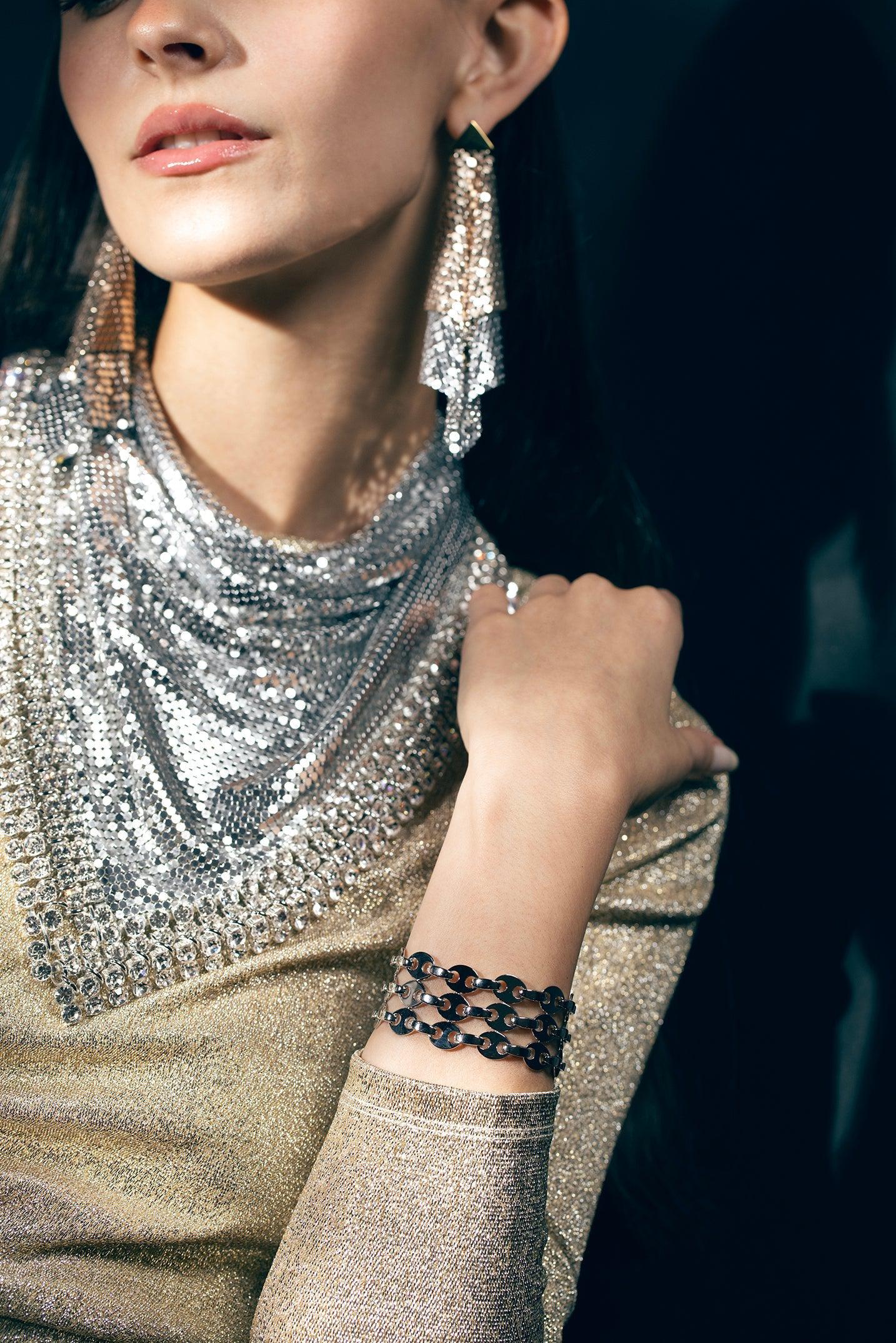 RABANNE-3 Row Bracelet-SILVER