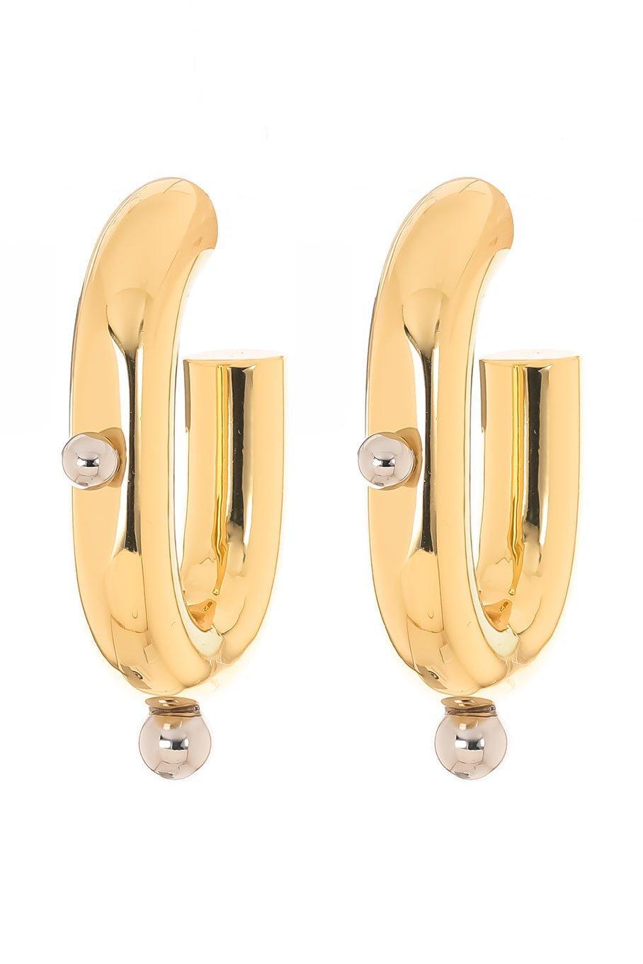 RABANNE-Gold & Silver Link Hoop Earrings-GLD/SLV