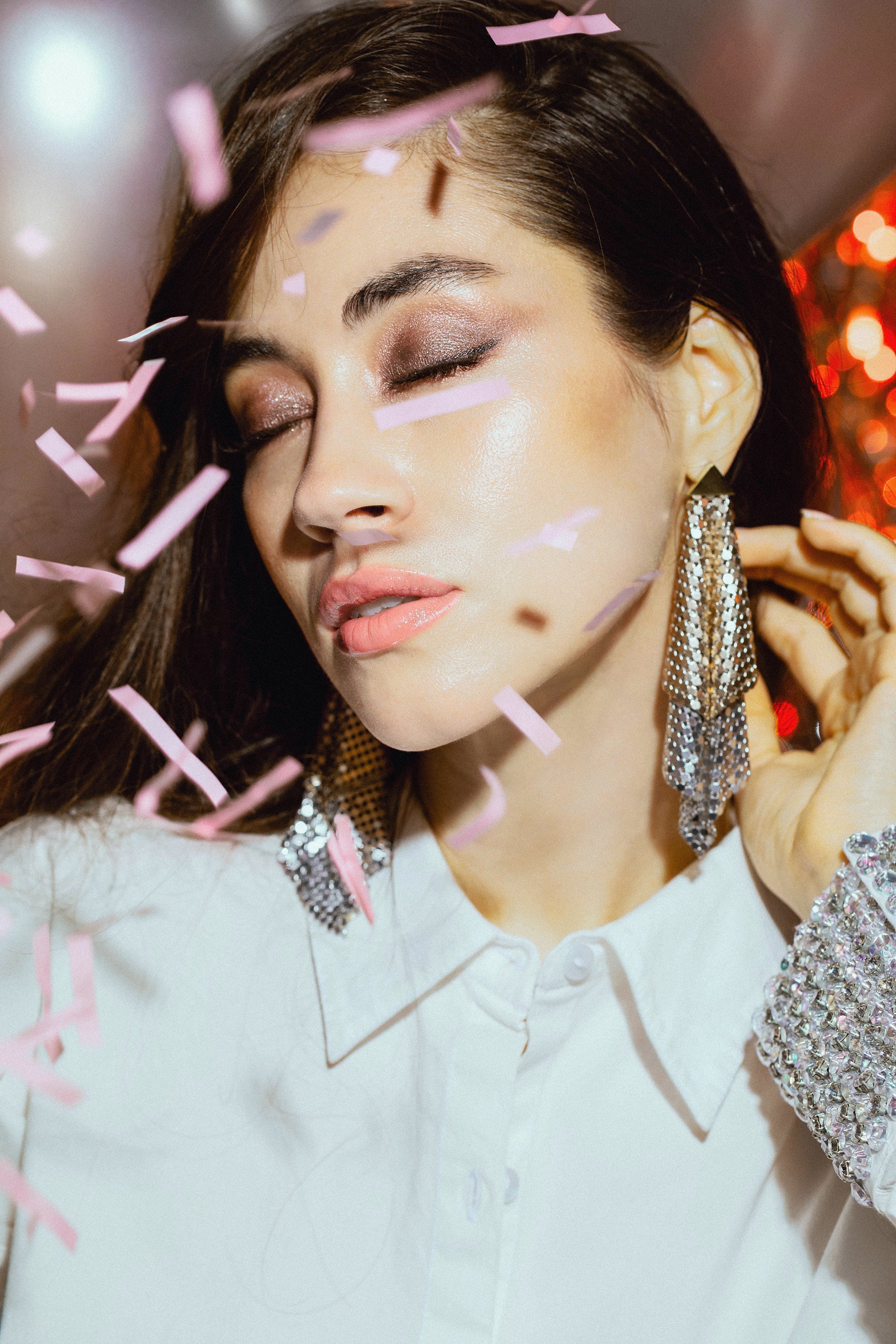 RABANNE-Double Flow Drop Earring-SLV/GLD