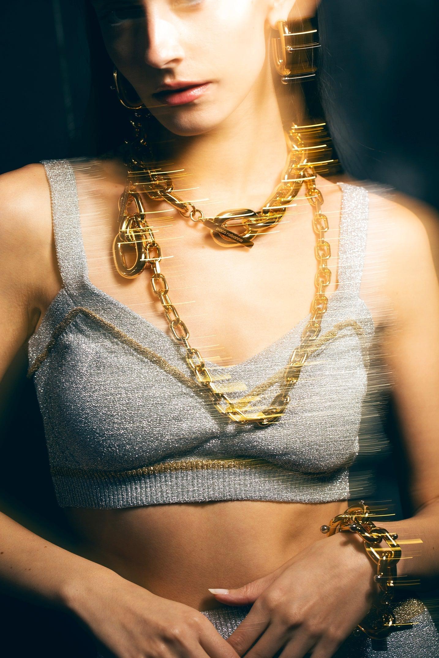 RABANNE-Gold Link Necklace-GOLD