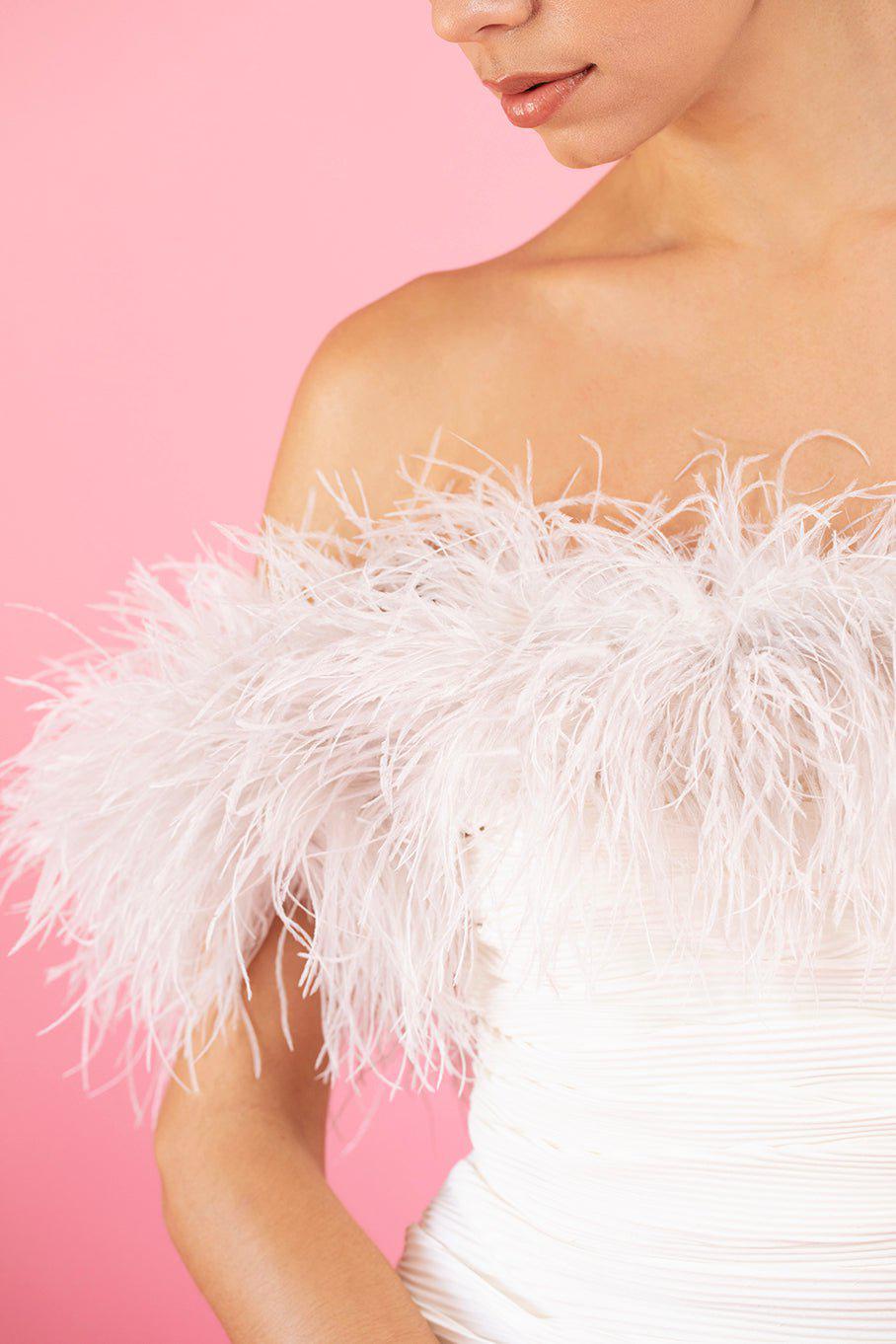 RACHEL GILBERT-Zion Mini Pleated Dress- Ivory-