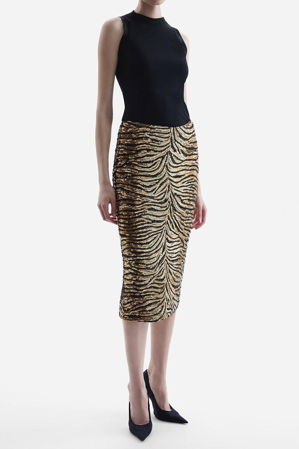 Maison Sequin Skirt-GOLD-4-CLOTHINGSKIRTEVENING-RACHEL GILBERT