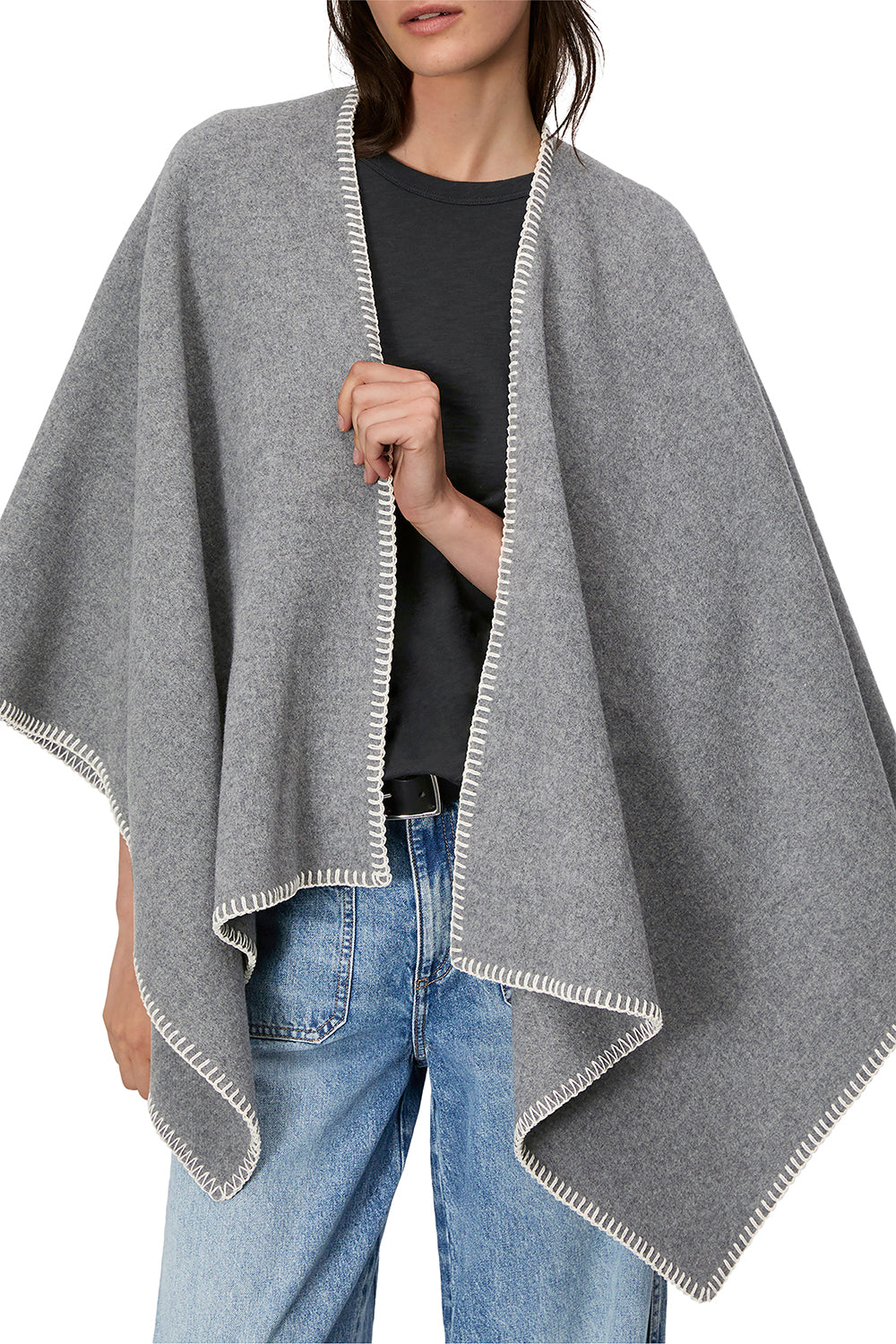 Ingrid Poncho - Mid Grey-MID GREY-O/S-CLOTHINGTOPPONCHO-RAG & BONE