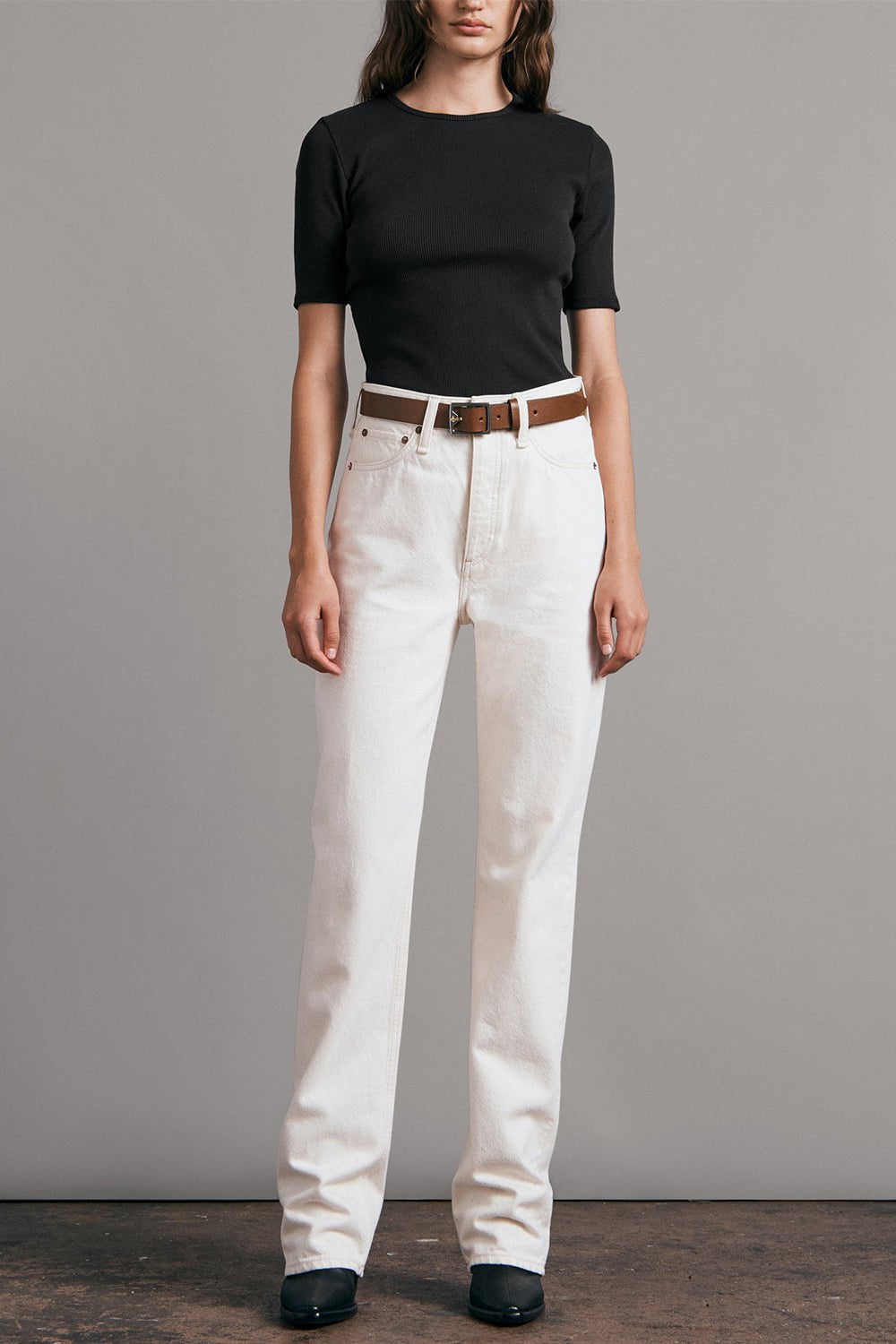 RAG & BONE-Essential Rib Short Sleeve Tee - Black-