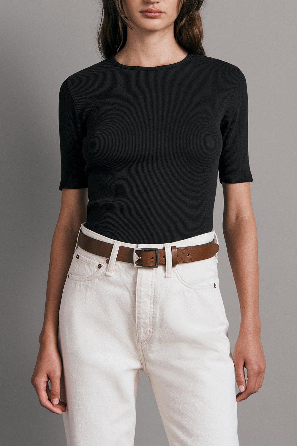 RAG & BONE-Essential Rib Short Sleeve Tee - Black-