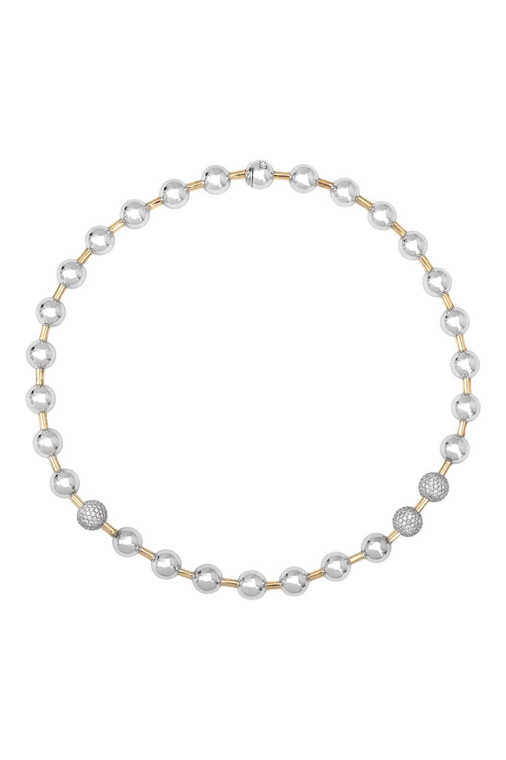 Diamond Ball Chain Necklace-WHITE GOLD-JEWELRYFINE JEWELNECKLACE O-RAINBOW K