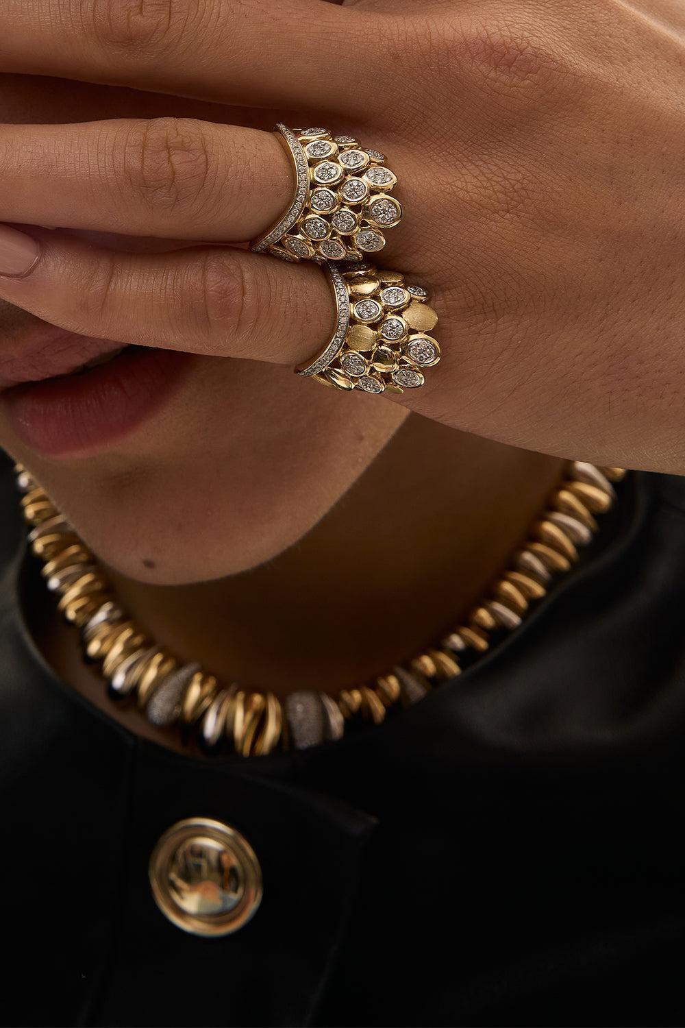 Diamond Full Pave Blossom Ring-YELLOW GOLD-JEWELRYFINE JEWELRING-RAINBOW K
