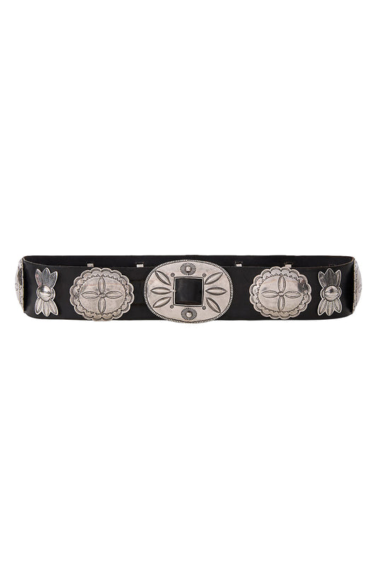 Cast Concho Belt - Black-BLACK-S-ACCESSORIEBELTS-RALPH LAUREN