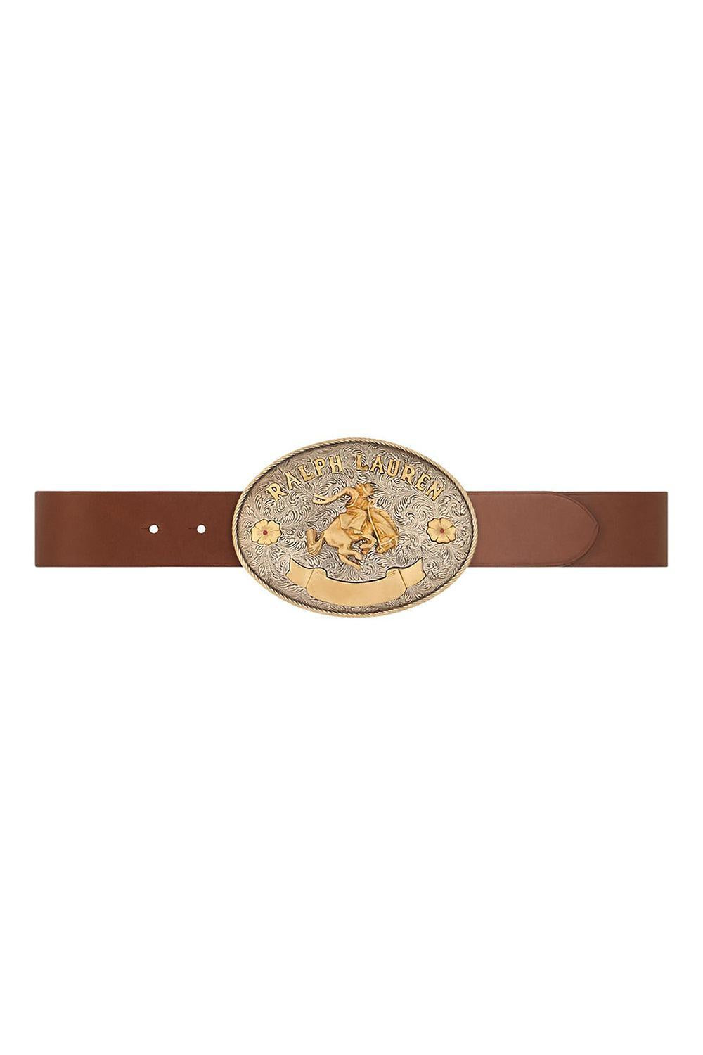 Rodeo-Buckle Wide Belt - Brown-BROWN-S-ACCESSORIEBELTS-RALPH LAUREN