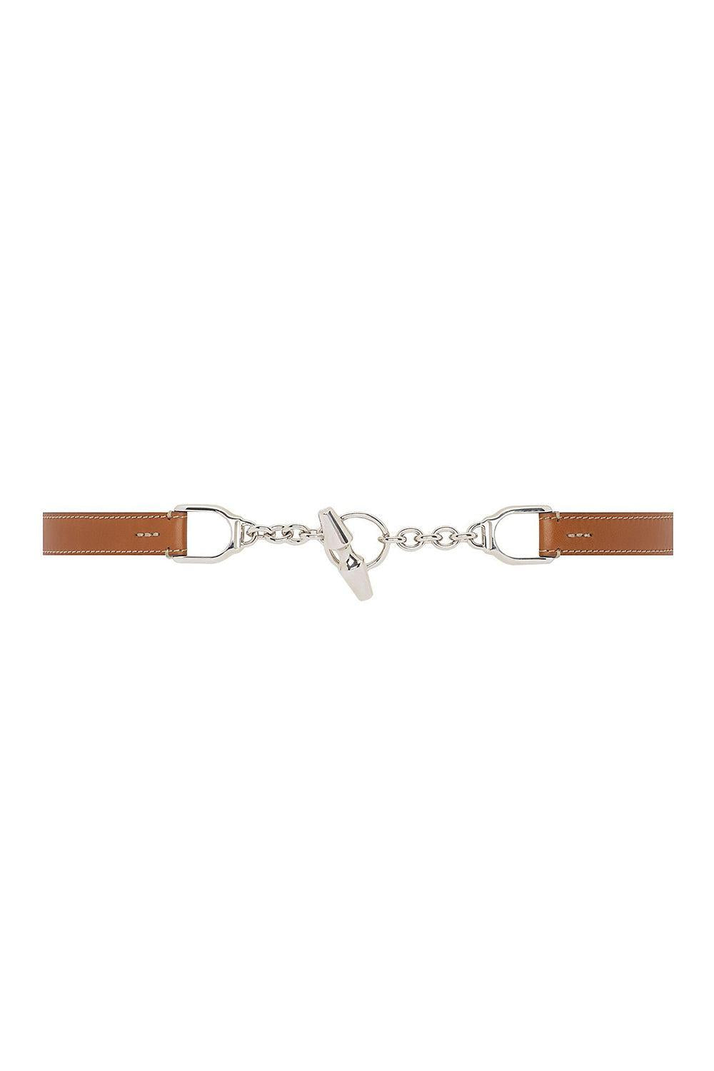 Calfskin Toggle Skinny Belt - Cream Navy-BROWN-XS-ACCESSORIEBELTS-RALPH LAUREN