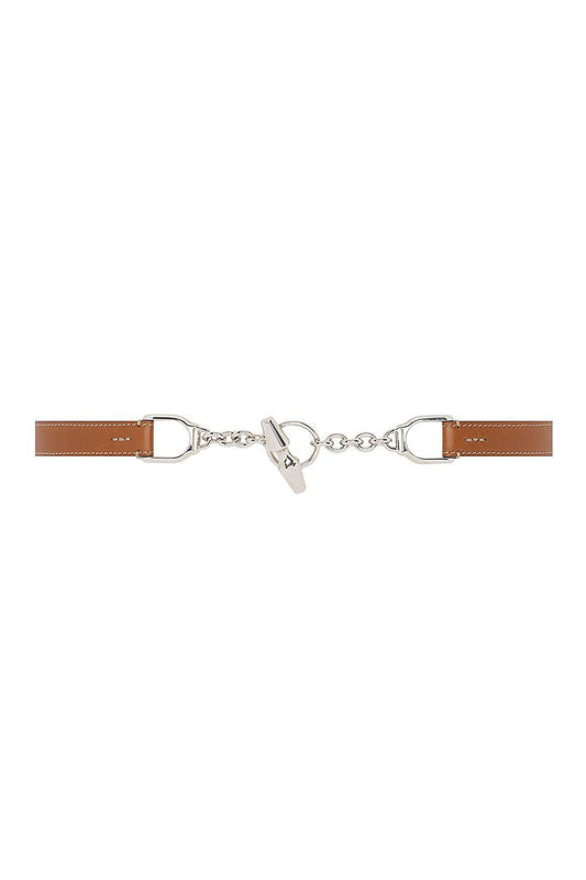Calfskin Toggle Skinny Belt - Cream Navy-BROWN-XS-ACCESSORIEBELTS-RALPH LAUREN