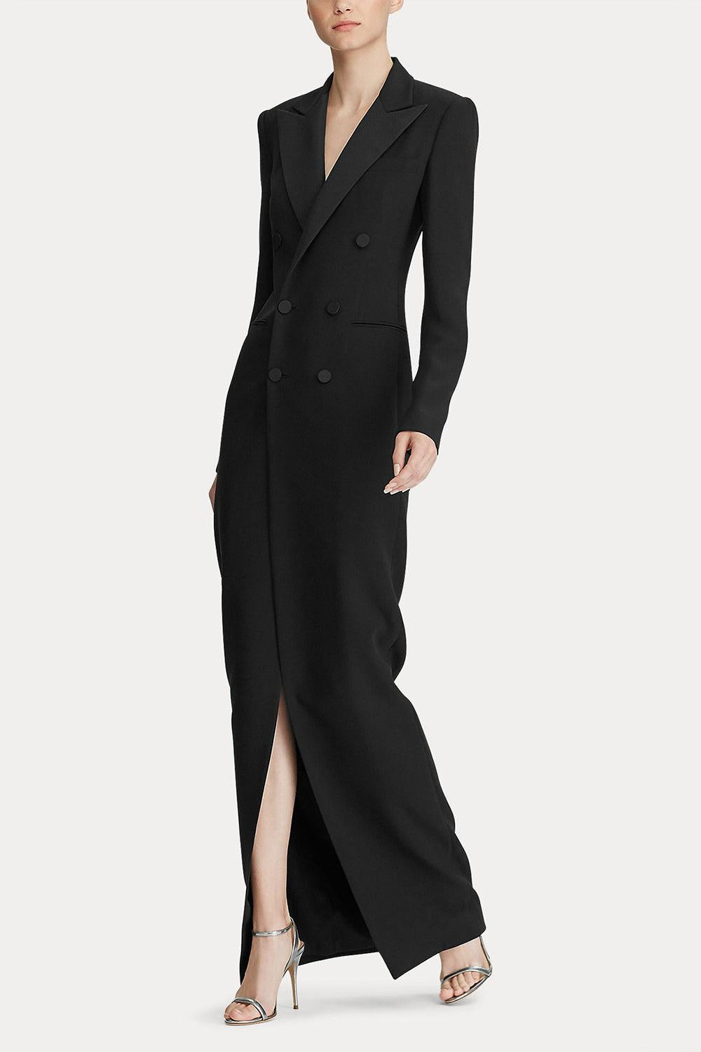 Kristian Silk Tuxedo Dress-BLACK-4-CLOTHINGDRESSCOCKTAIL-RALPH LAUREN