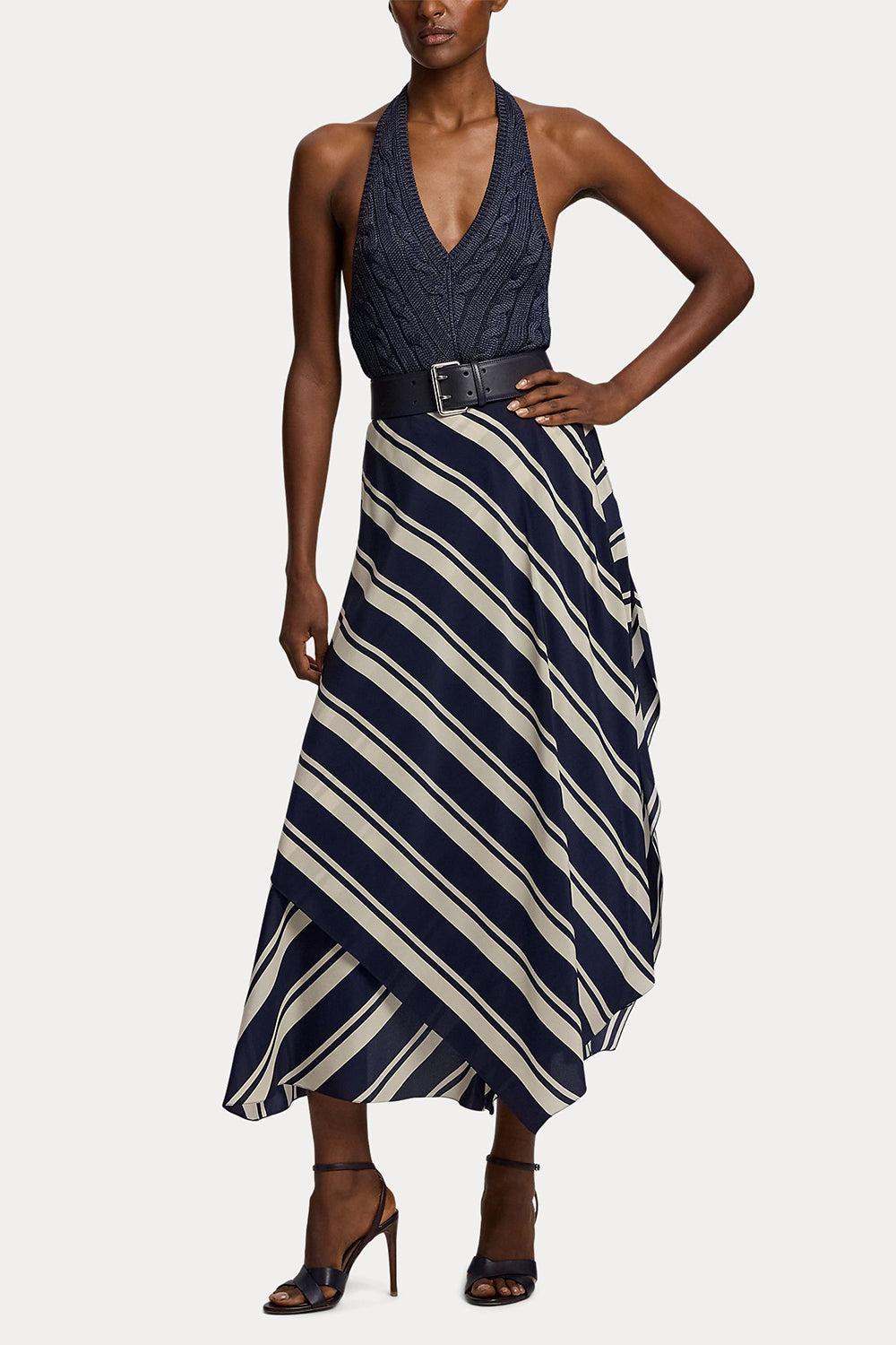 Tilda Striped Crepe De Chine Skirt-STRIPE-2-CLOTHINGSKIRTMAXI-RALPH LAUREN