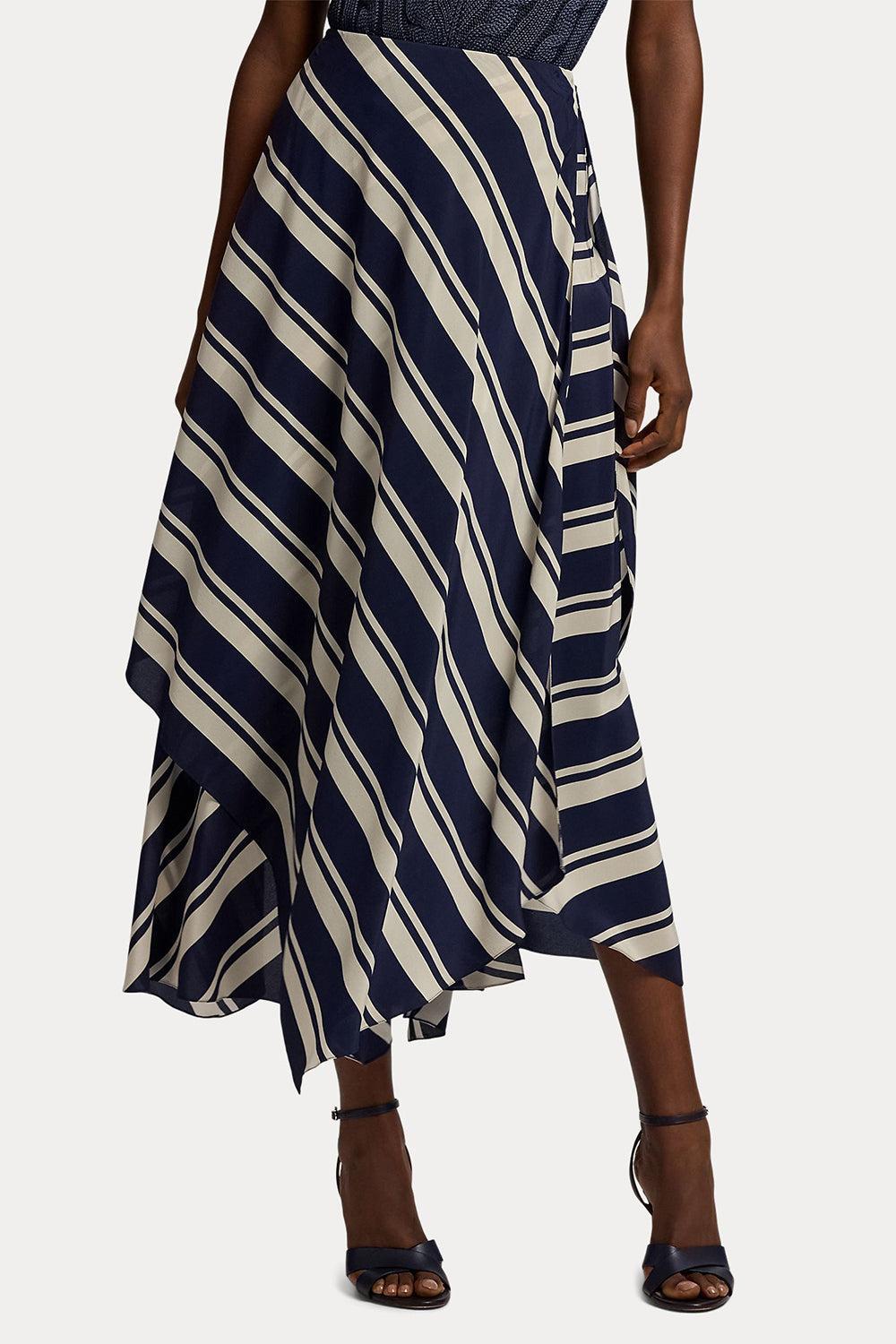 Tilda Striped Crepe De Chine Skirt-STRIPE-2-CLOTHINGSKIRTMAXI-RALPH LAUREN